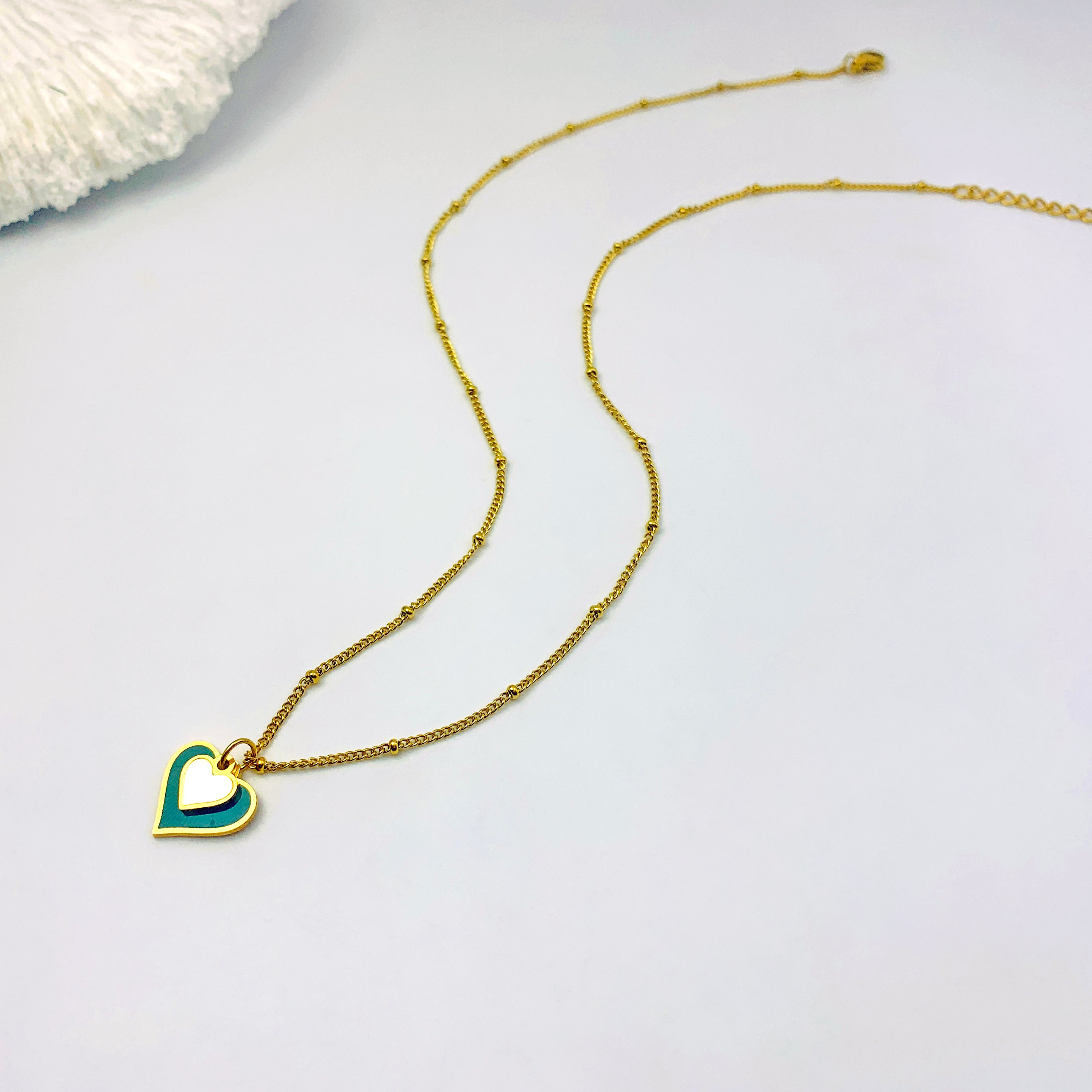 Two-Tone Heart Pendant Necklace