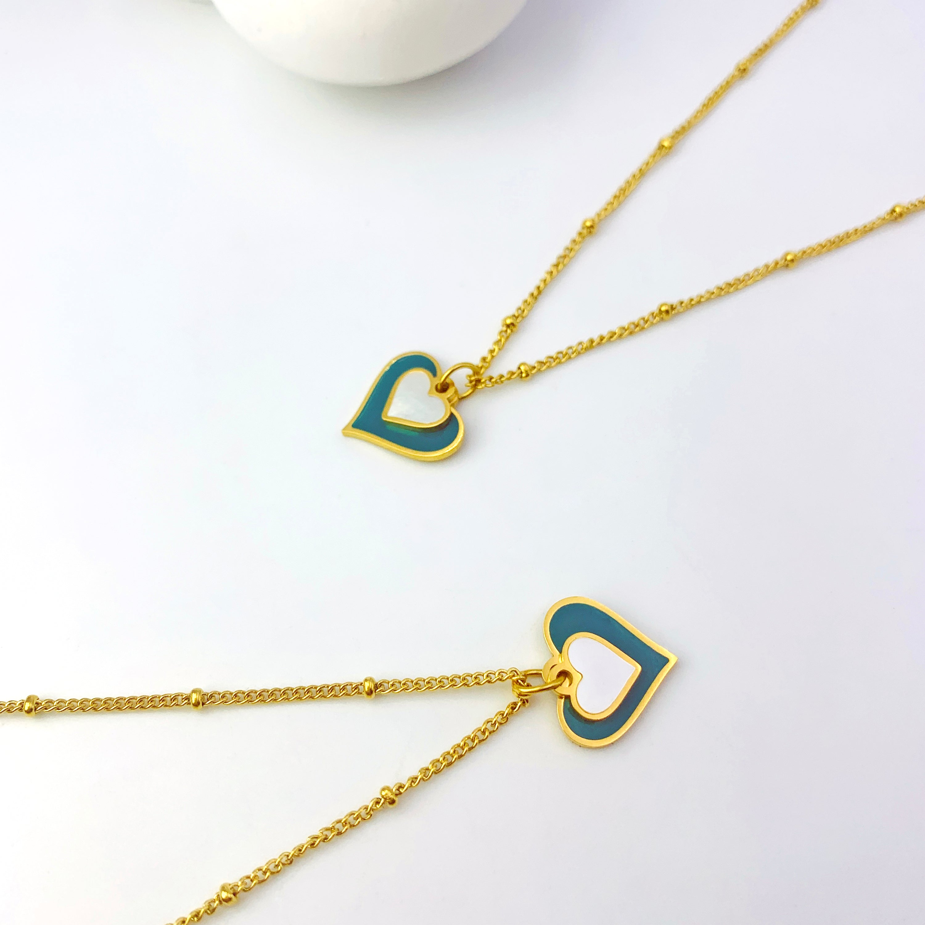 Two-Tone Heart Pendant Necklace