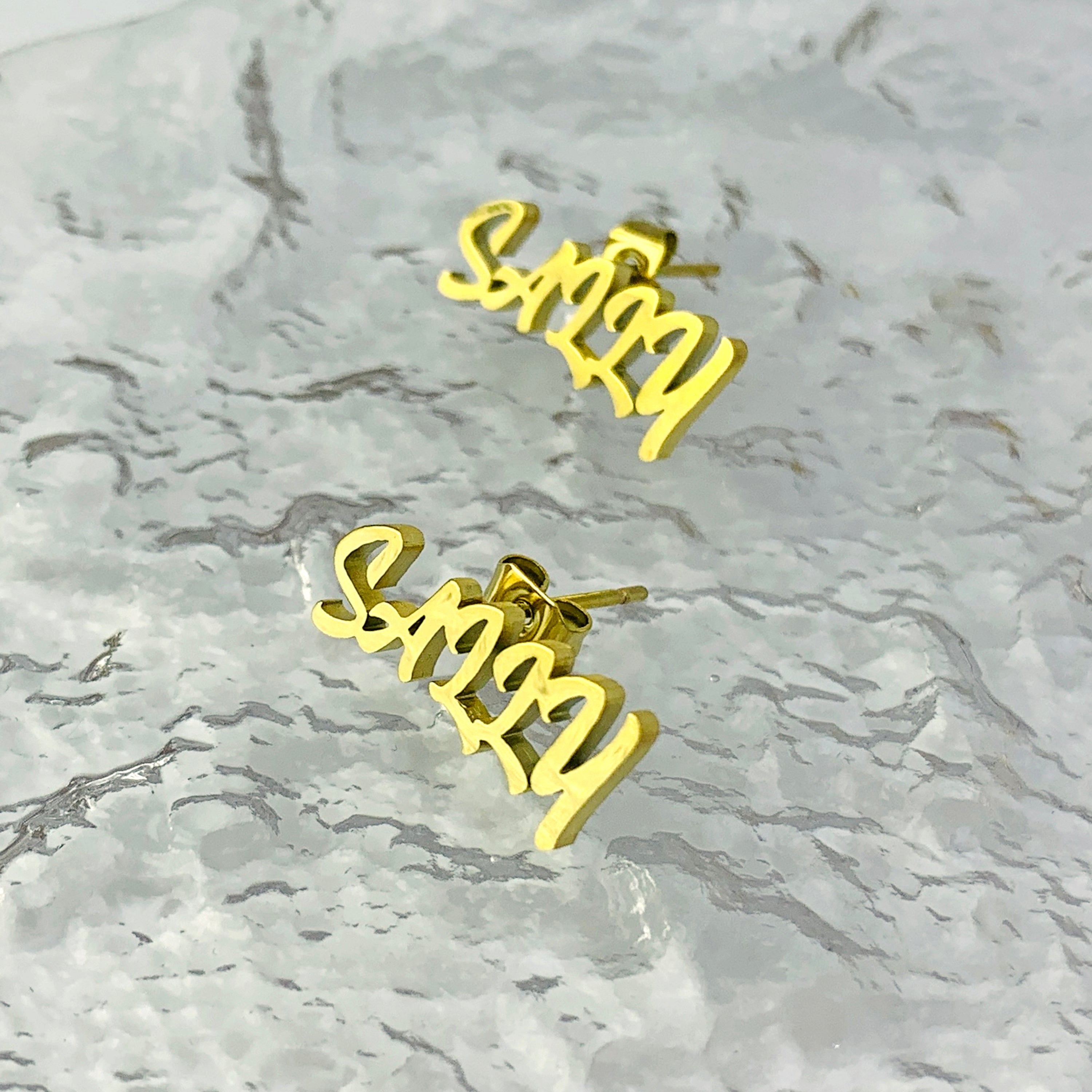 Gold Personalized Name Earrings