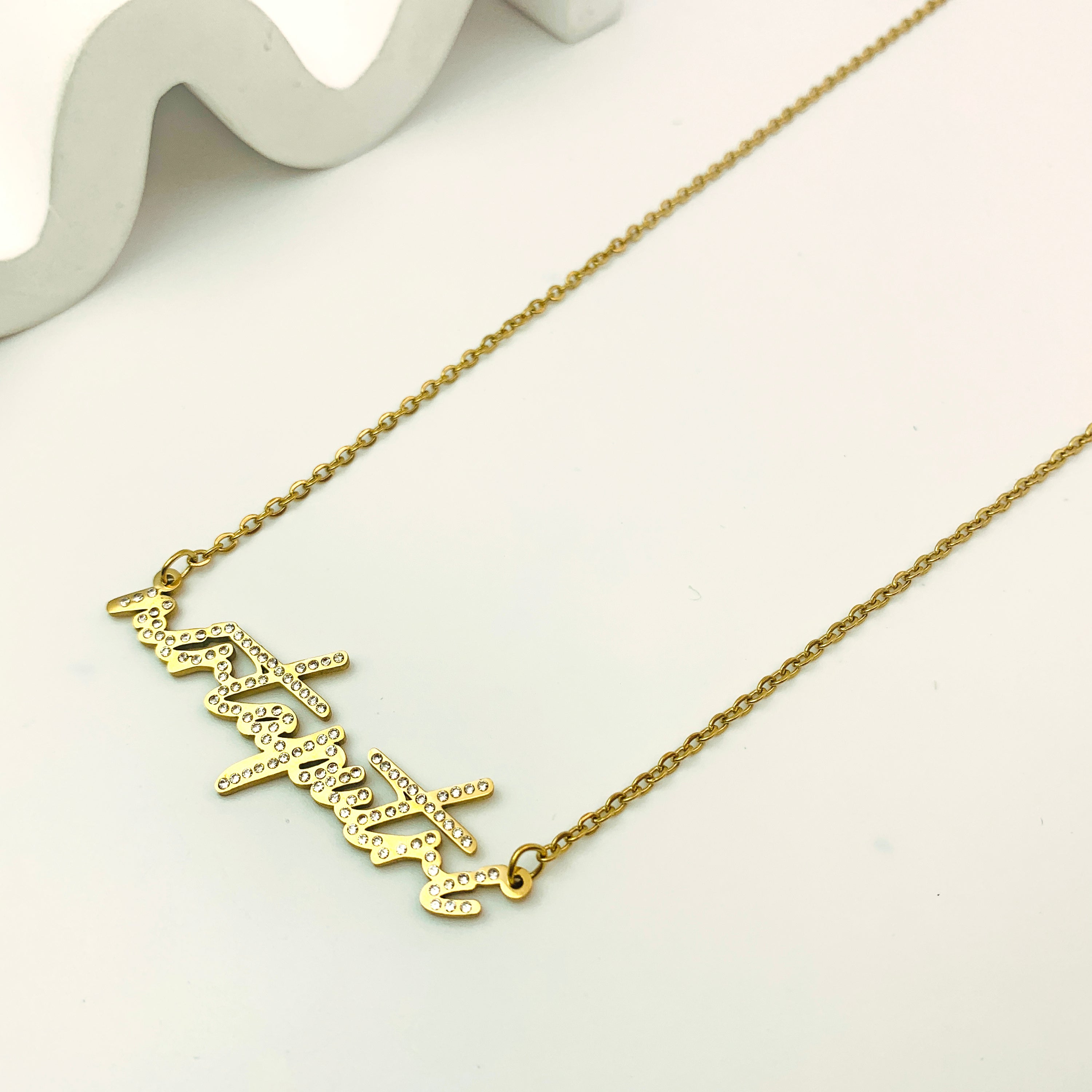 Custom Zirconia Nameplate Necklace