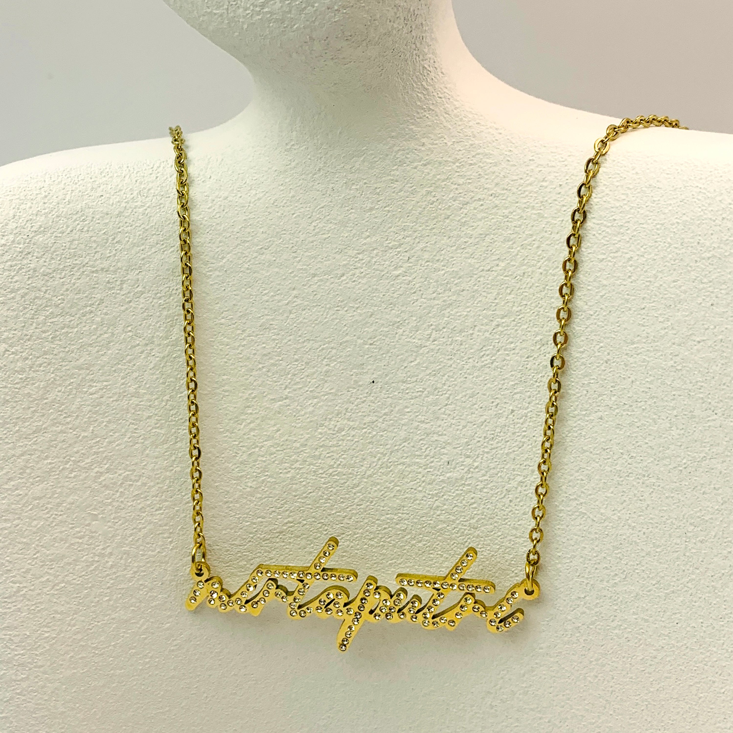Custom Zirconia Nameplate Necklace