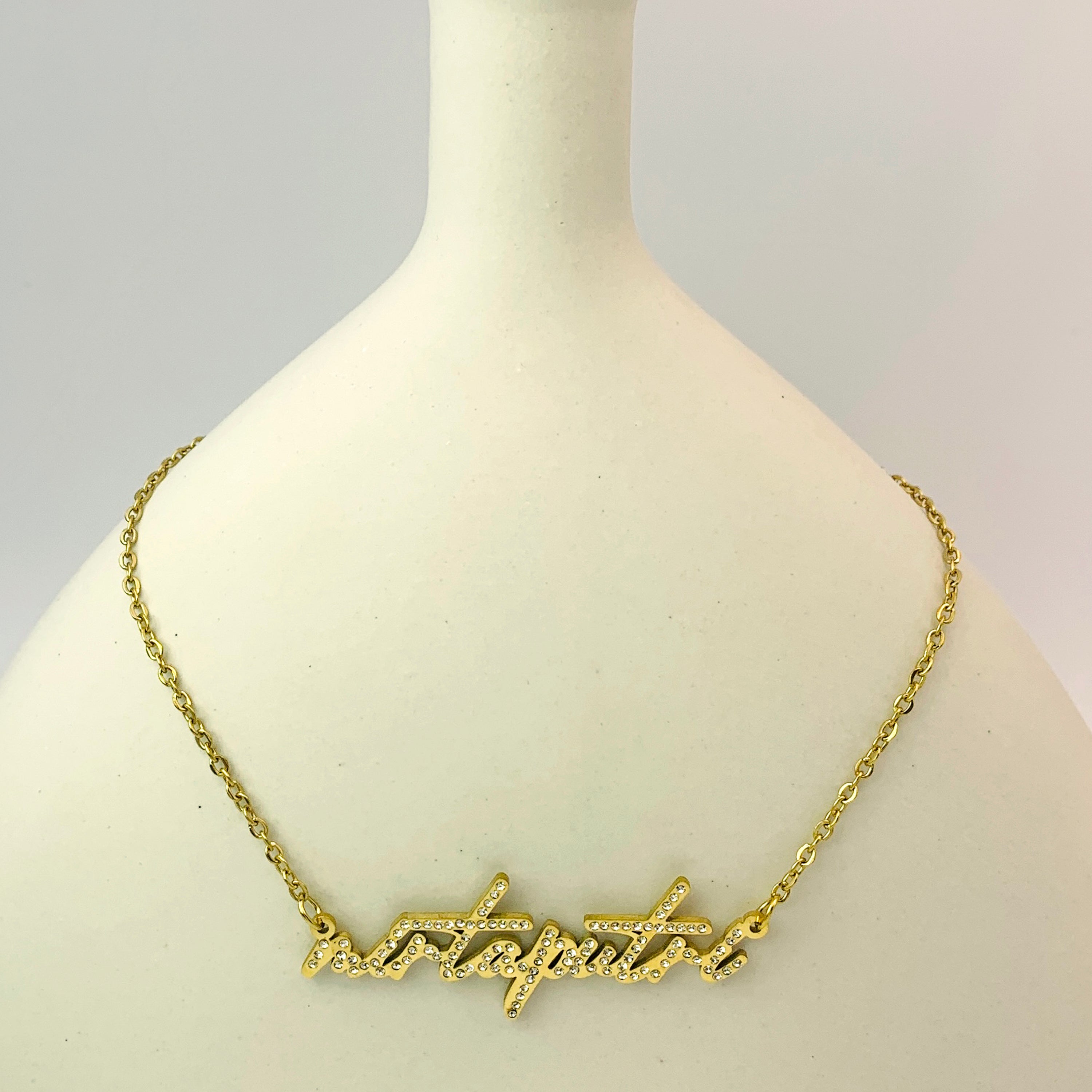 Custom Zirconia Nameplate Necklace