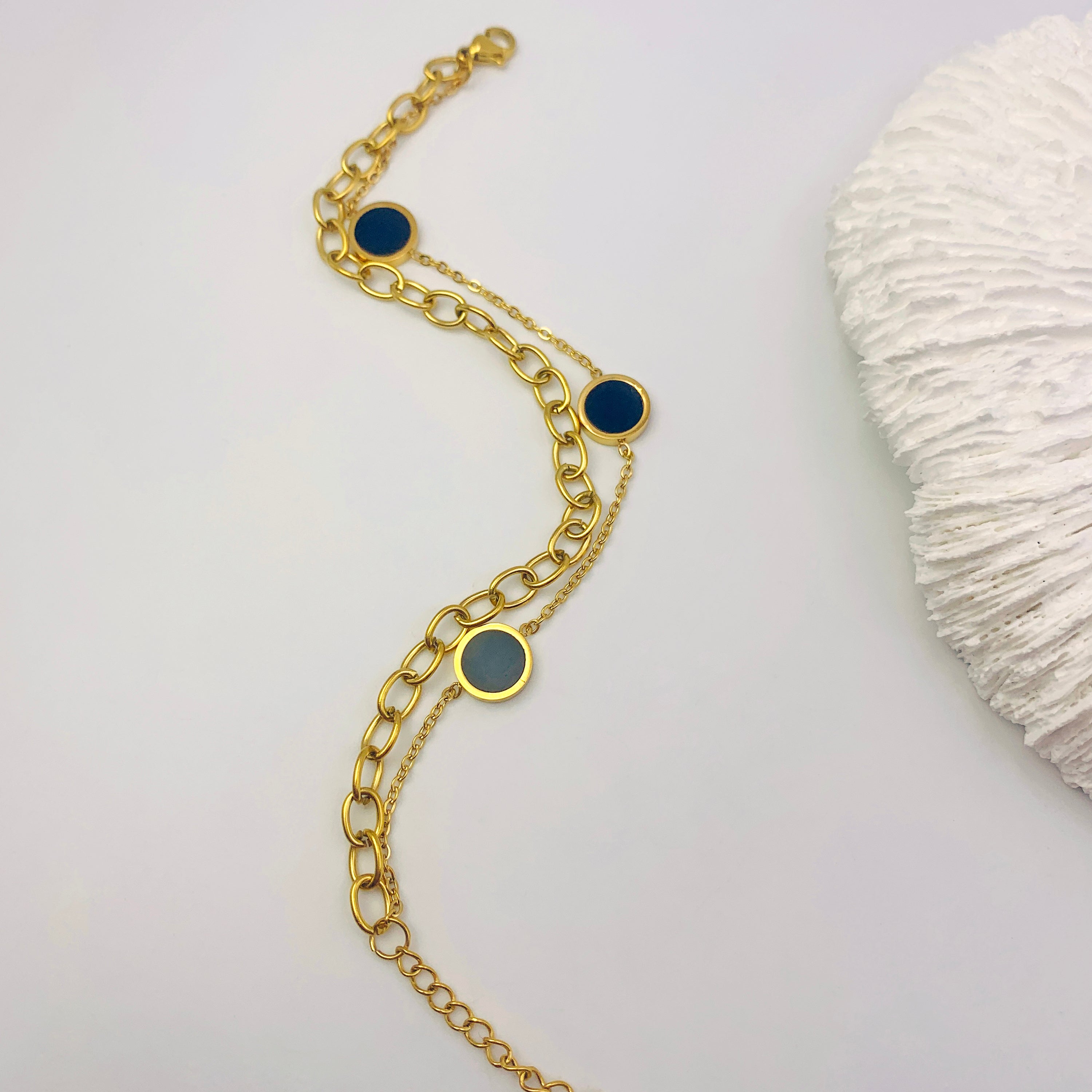 Black and Gold Double Chain Bracelet