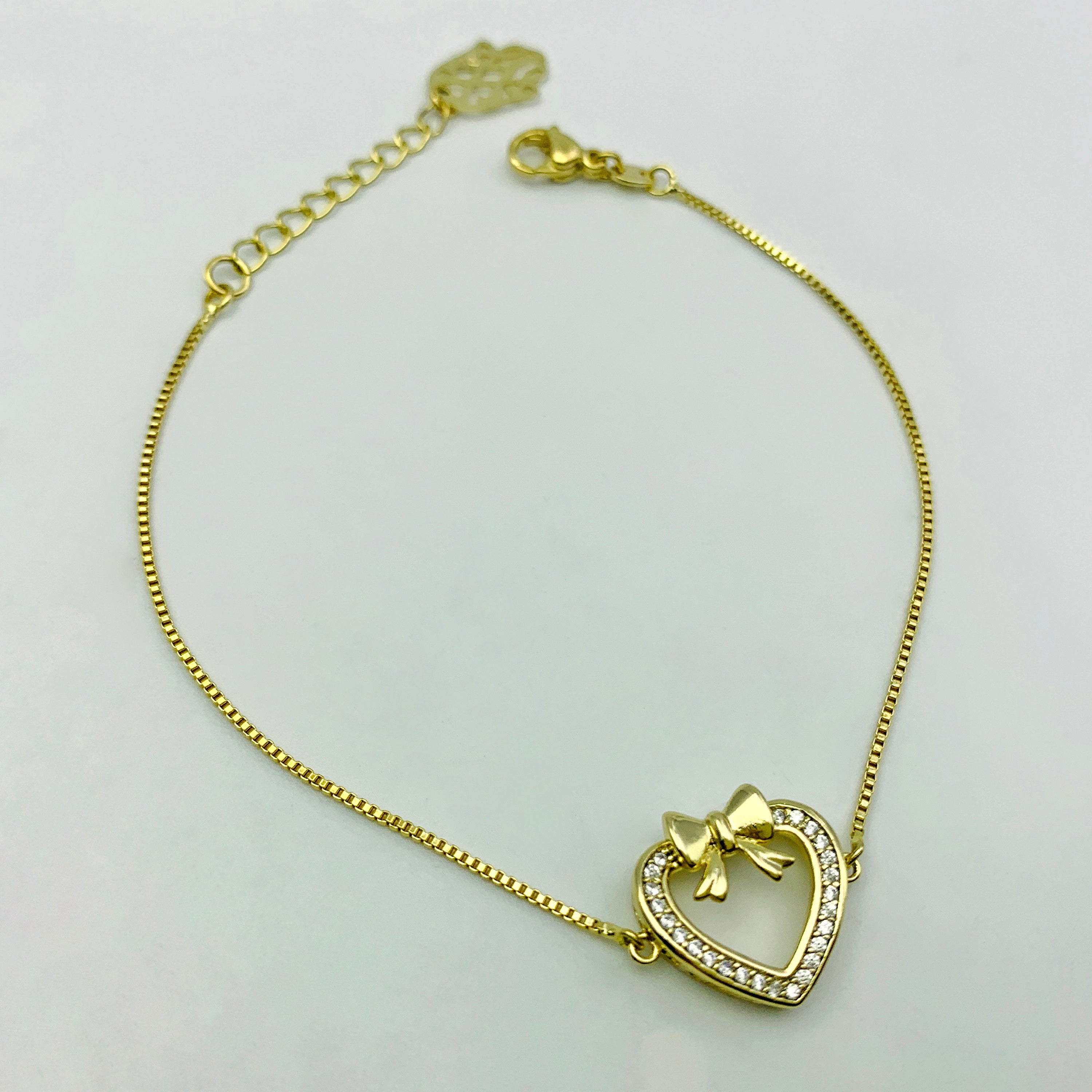 Hamsa & Ribbon Heart Bracelet
