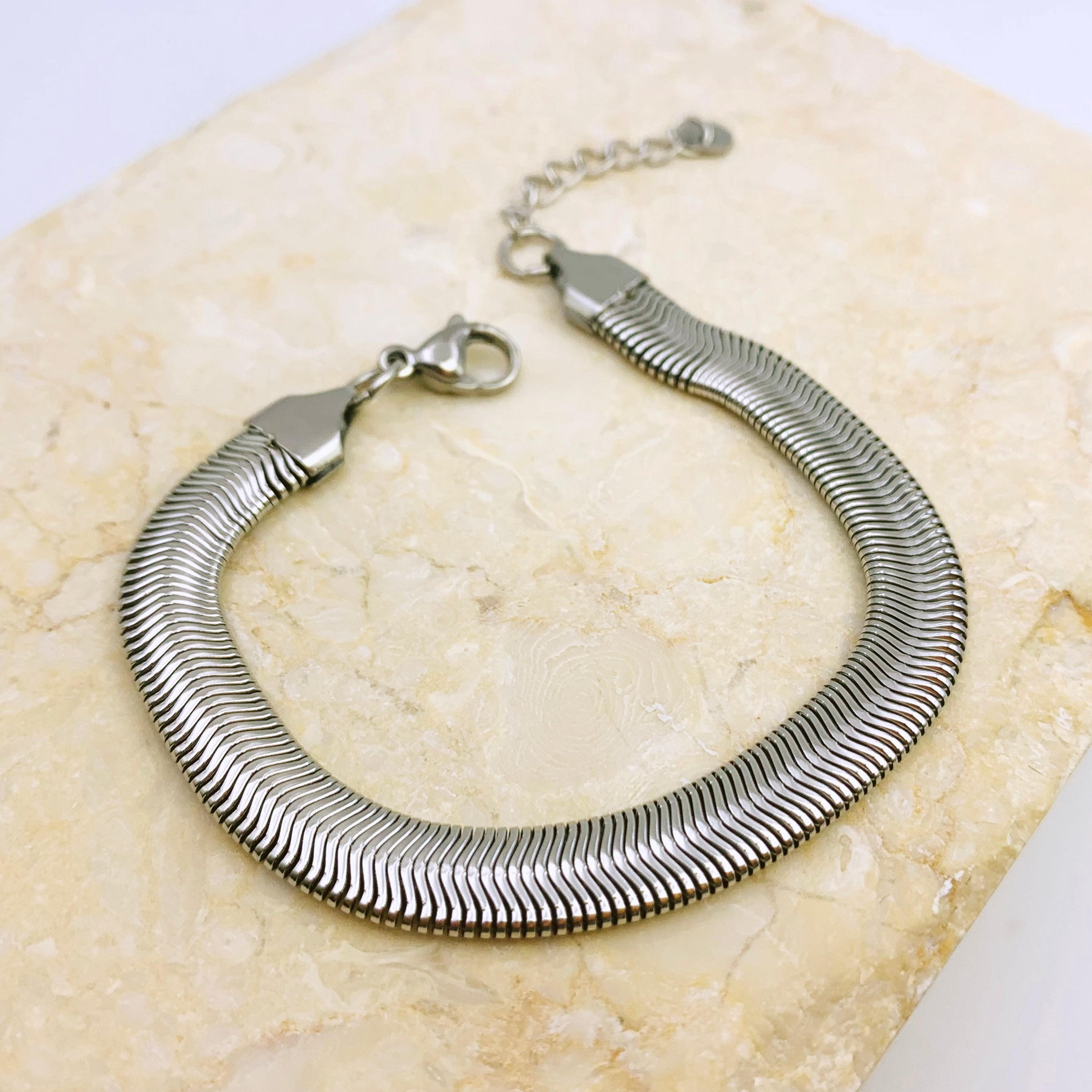 Silver Sleek Snake Bracelet