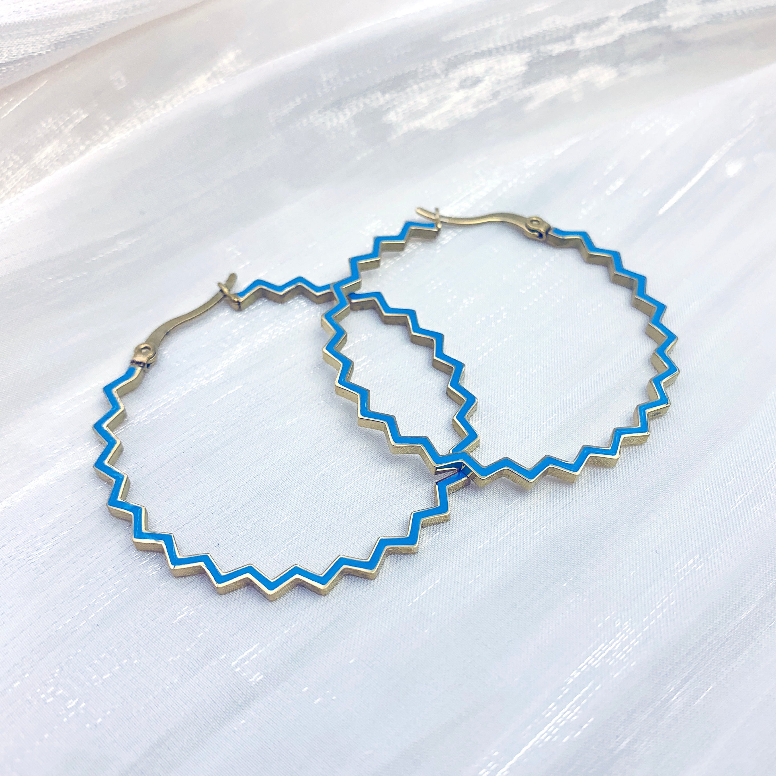 Turquoise Zig Zag Hoops