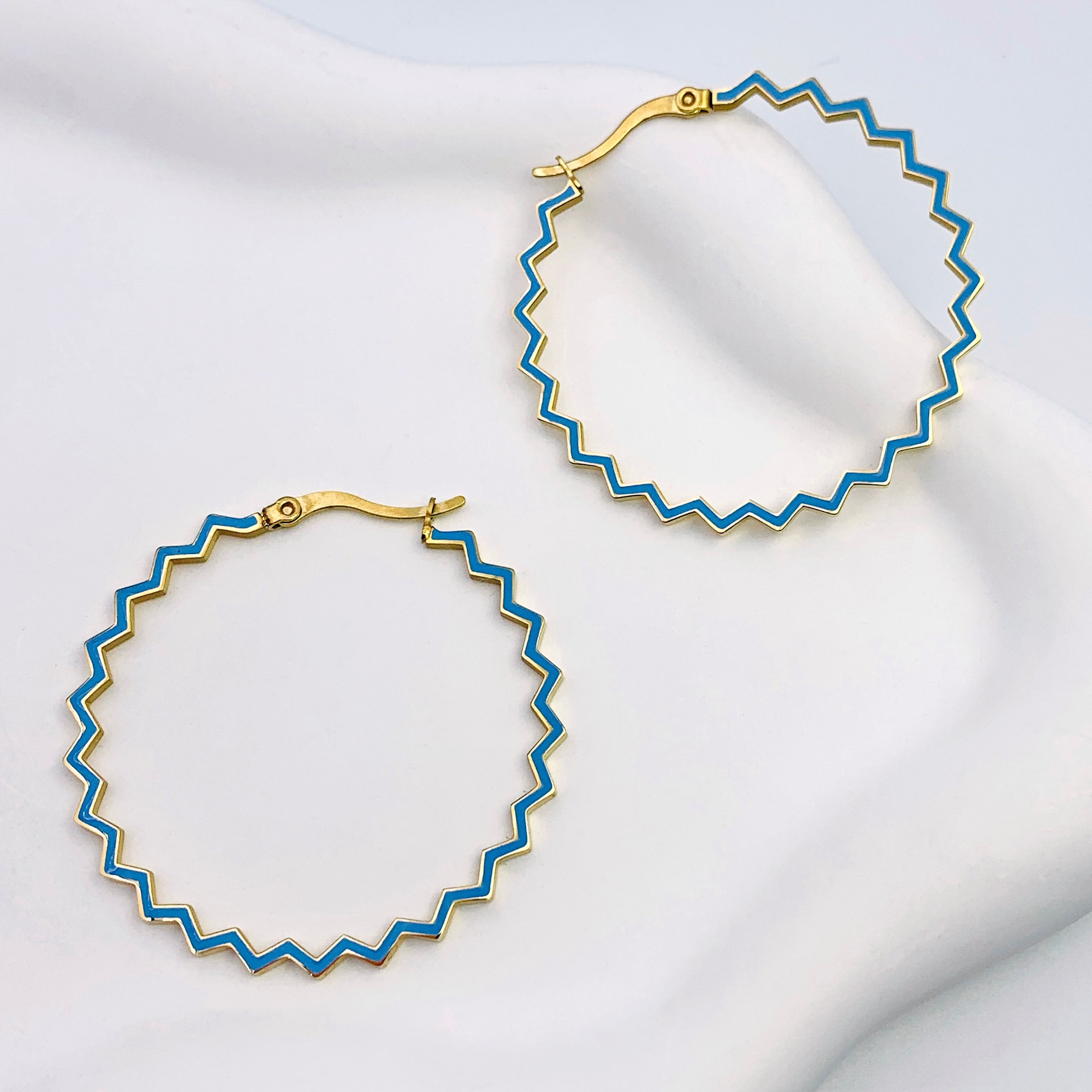 Turquoise Zig Zag Hoops