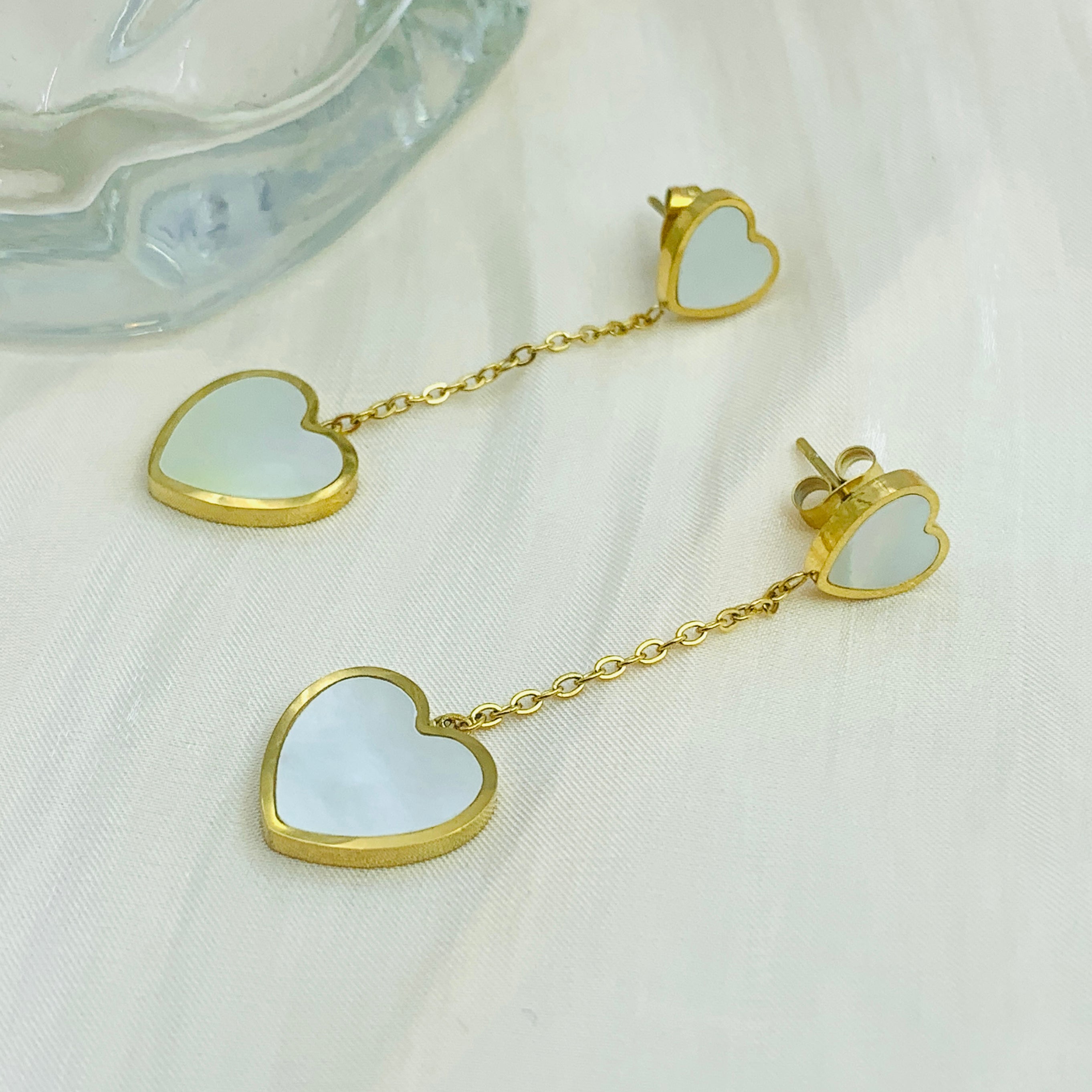 Pendientes de cadena colgantes con forma de corazón