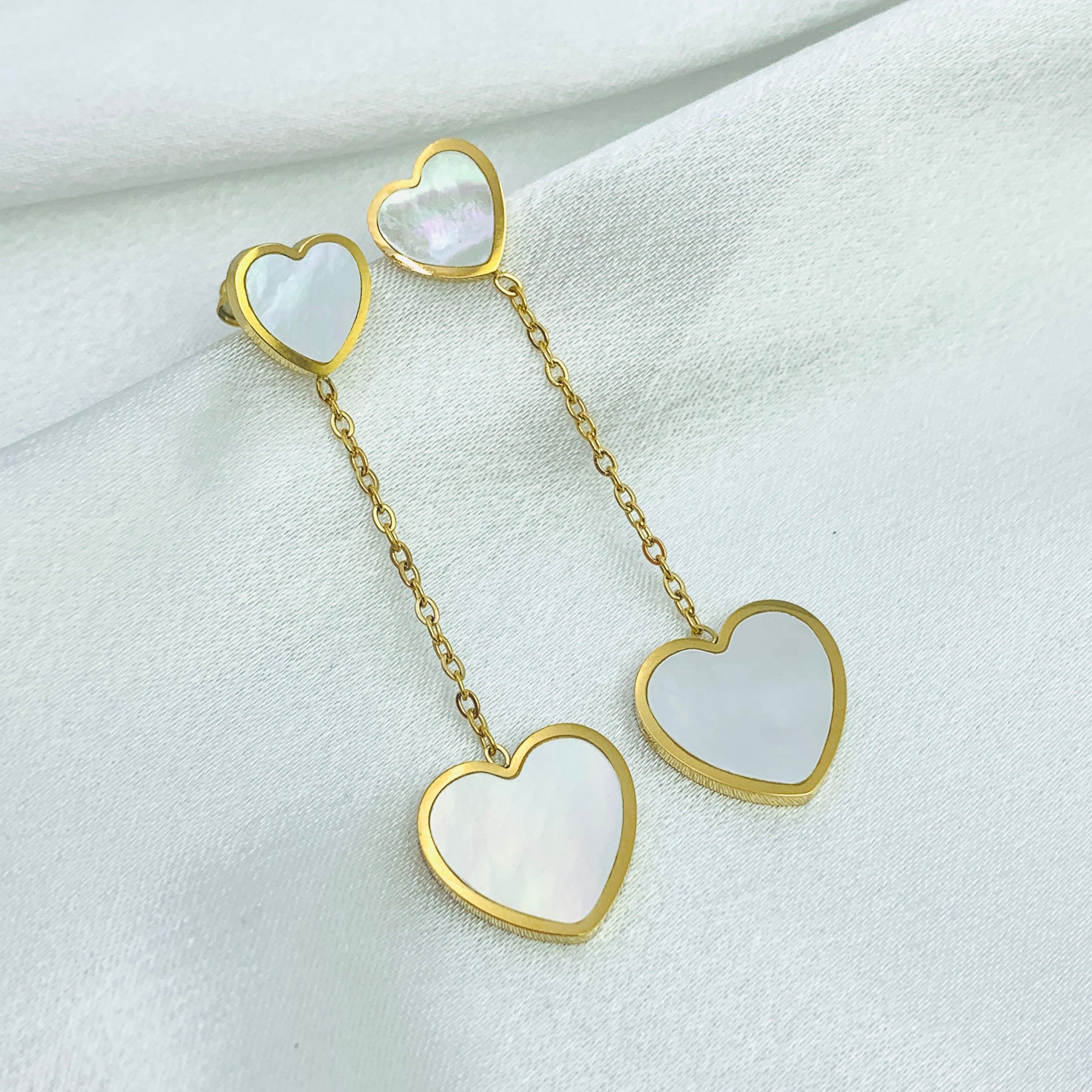 Pendientes de cadena colgantes con forma de corazón