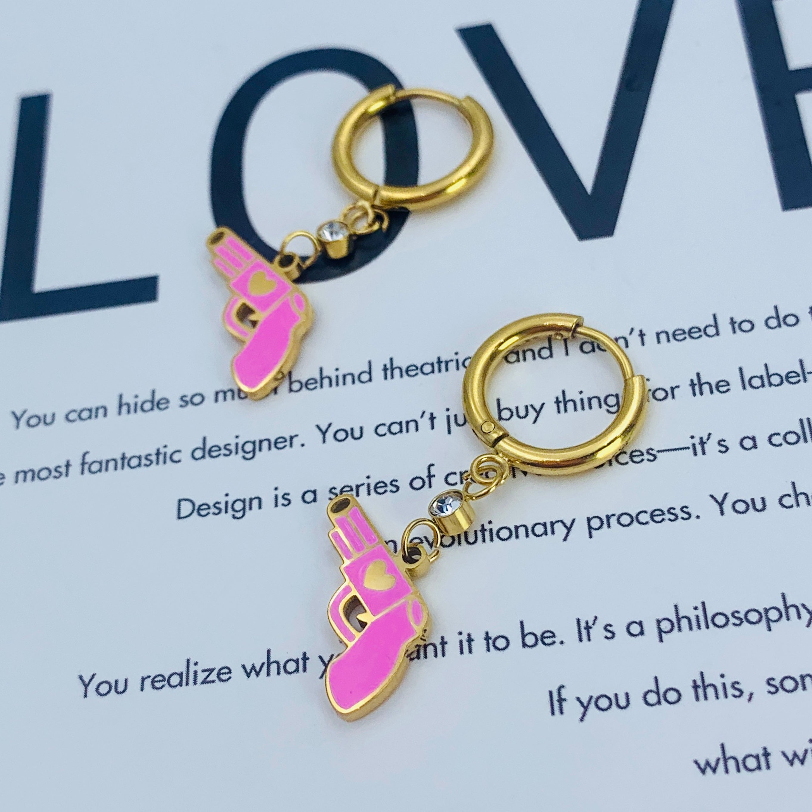 Pendientes Pistolas Rosas