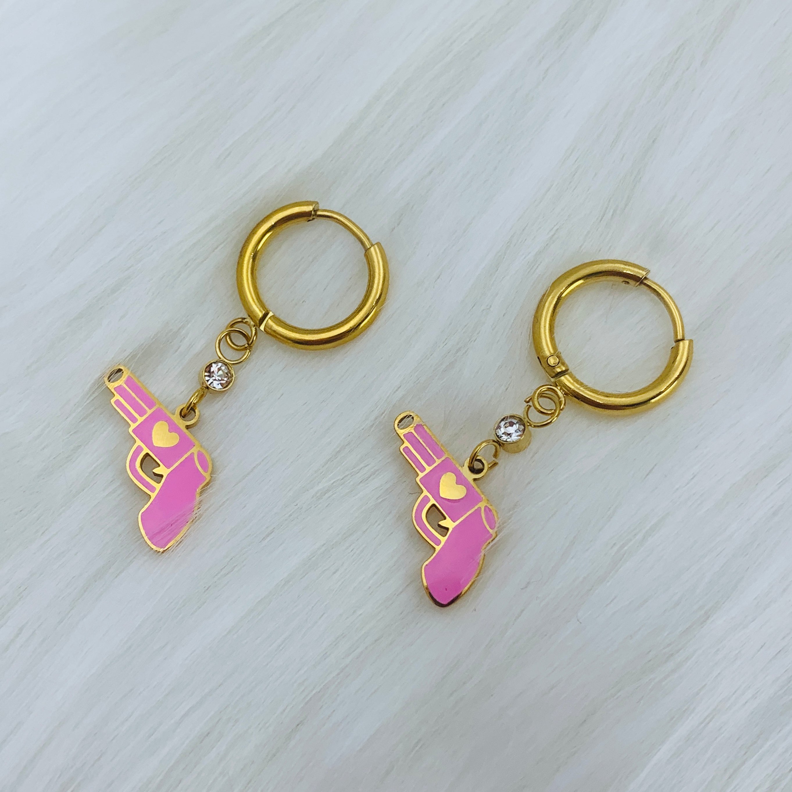 Pendientes Pistolas Rosas