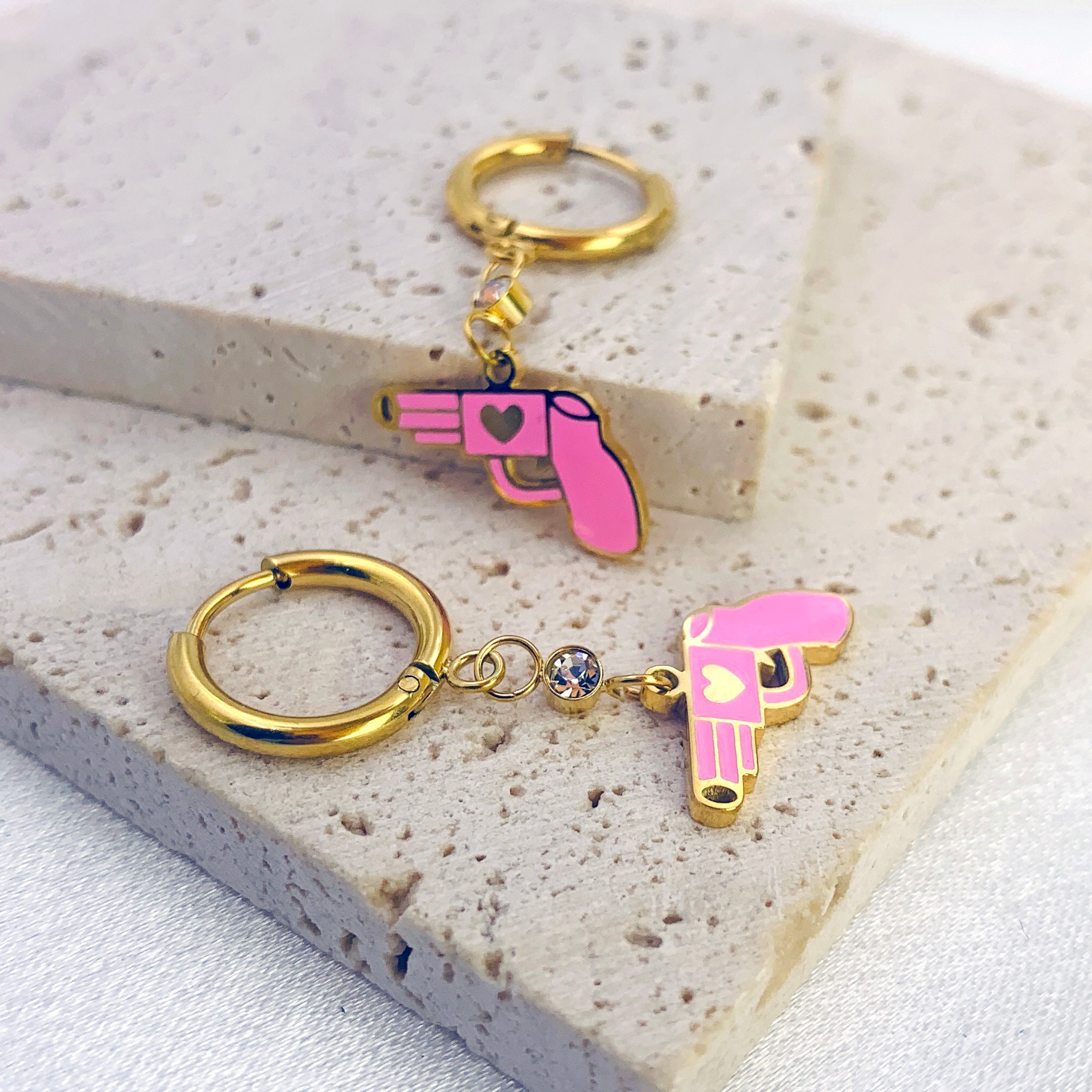 Pendientes Pistolas Rosas