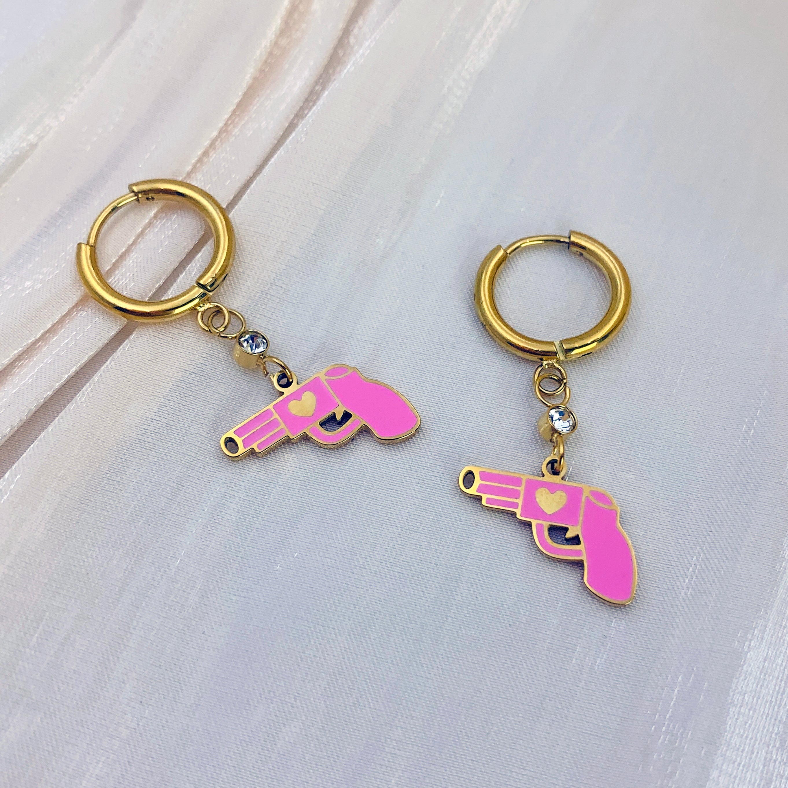 Pendientes Pistolas Rosas