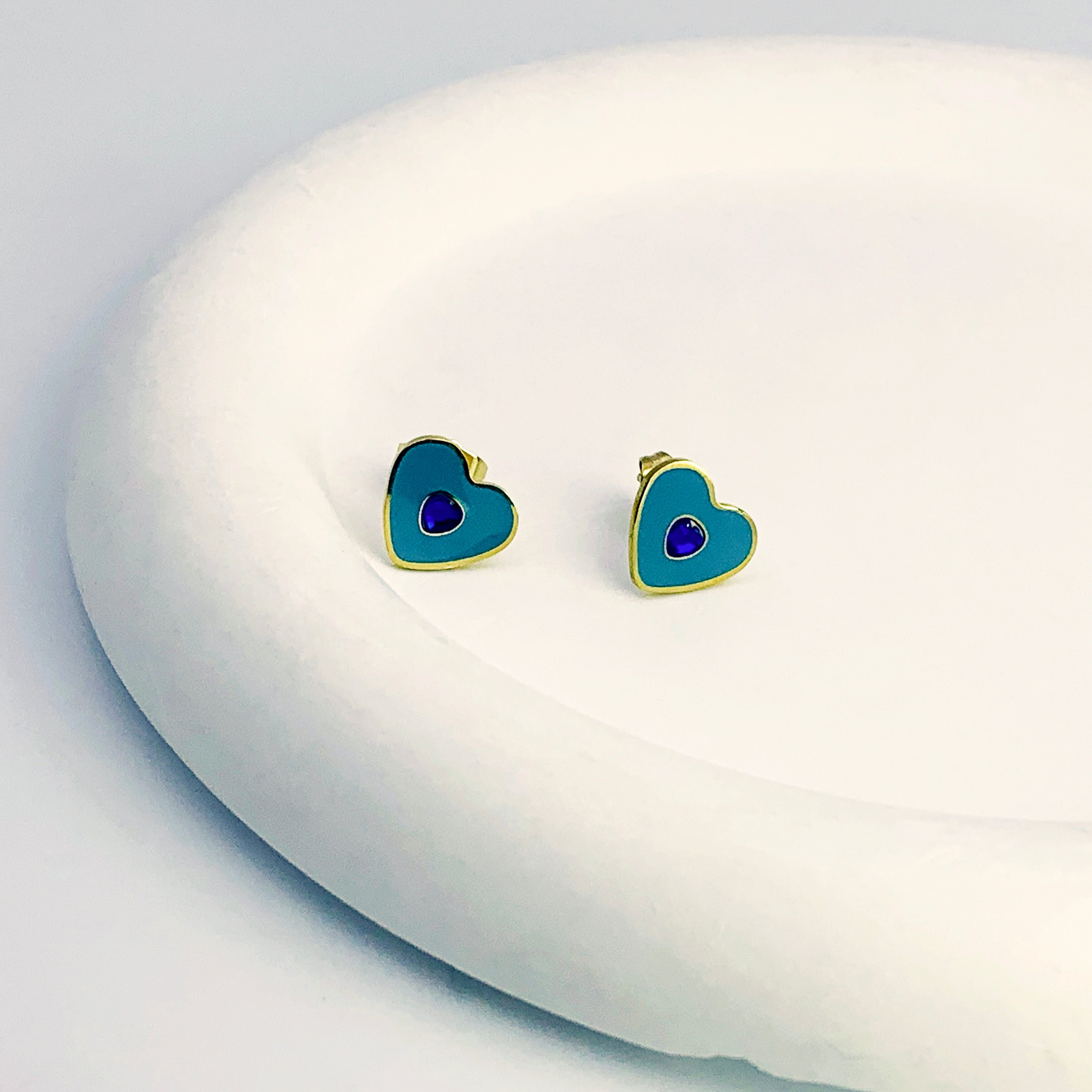 Teal Heart Studs