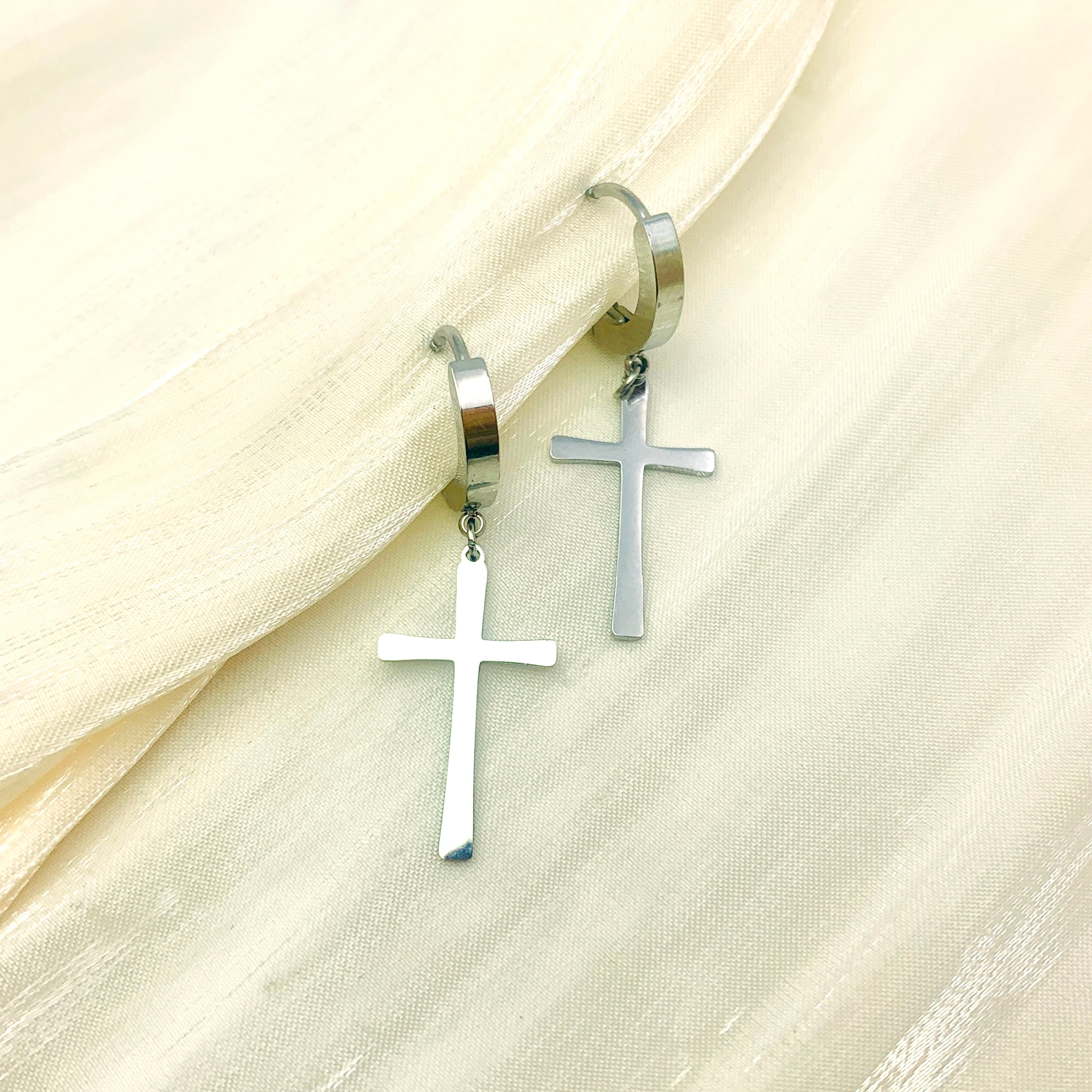 Cross Charm Huggies