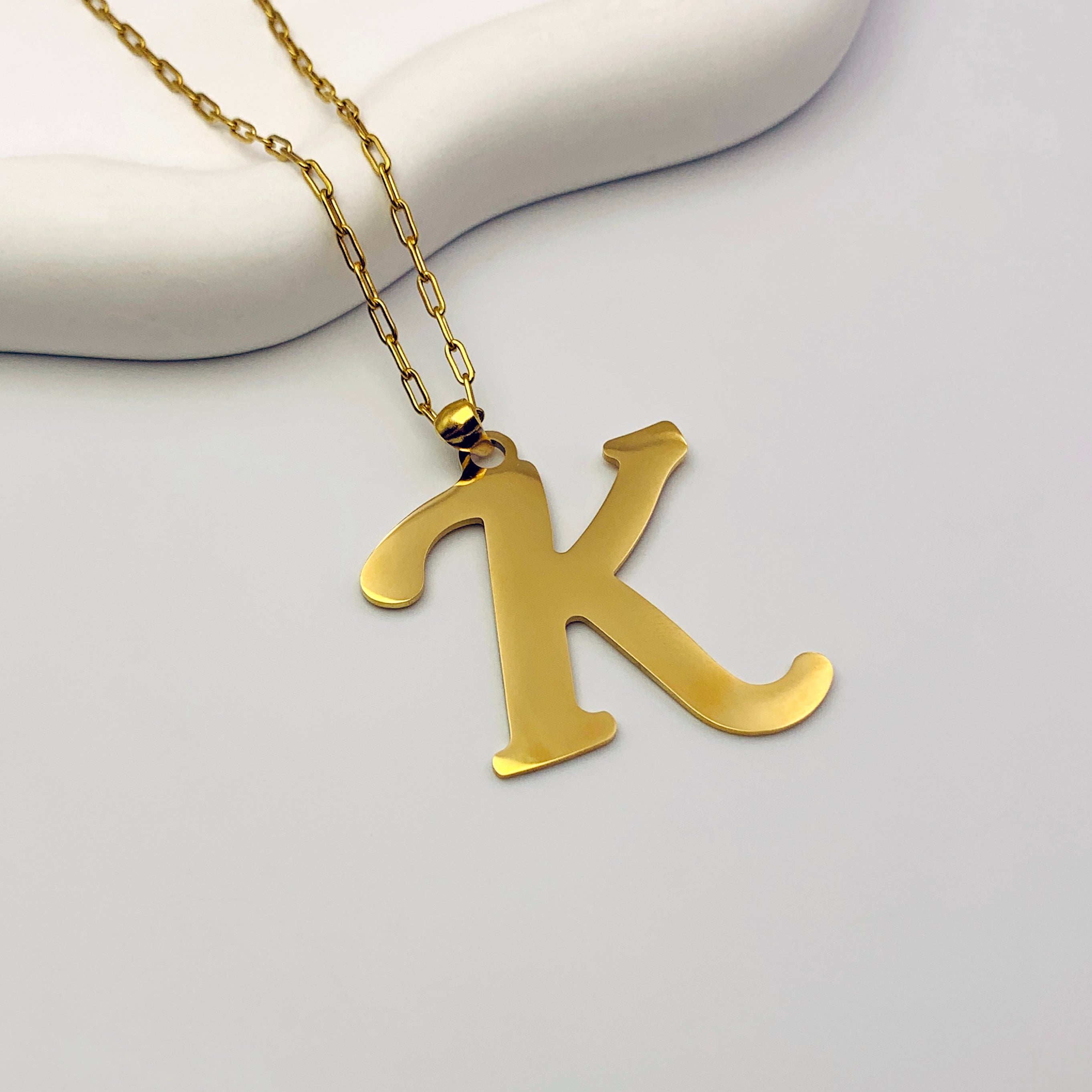 Delicate Cursive Letter Charm Necklace