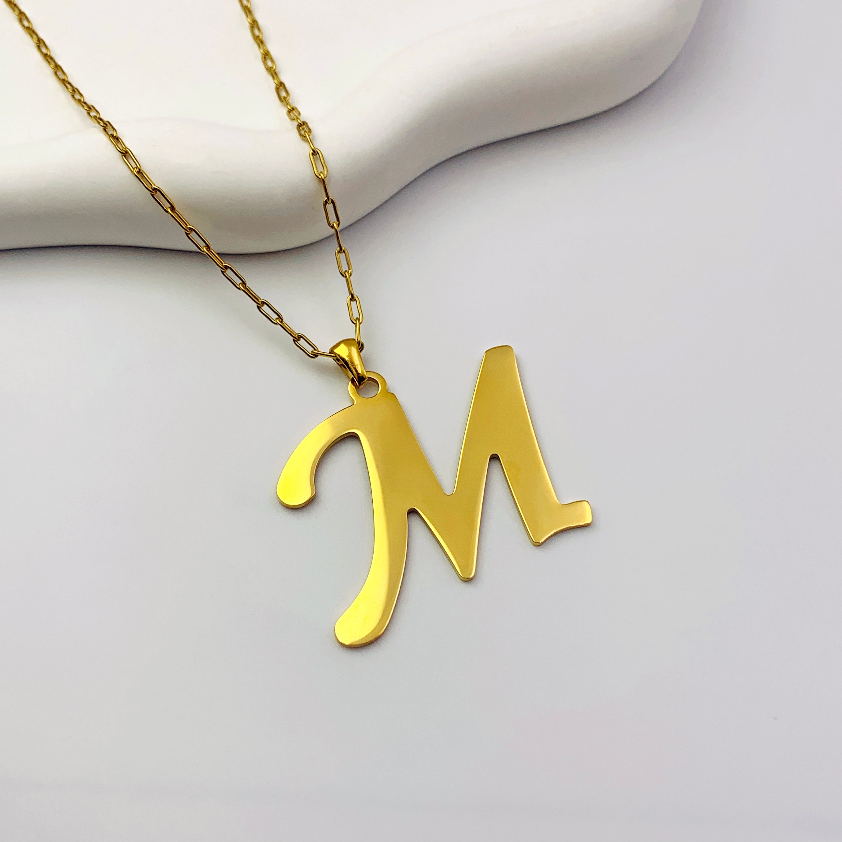 Delicate Cursive Letter Charm Necklace