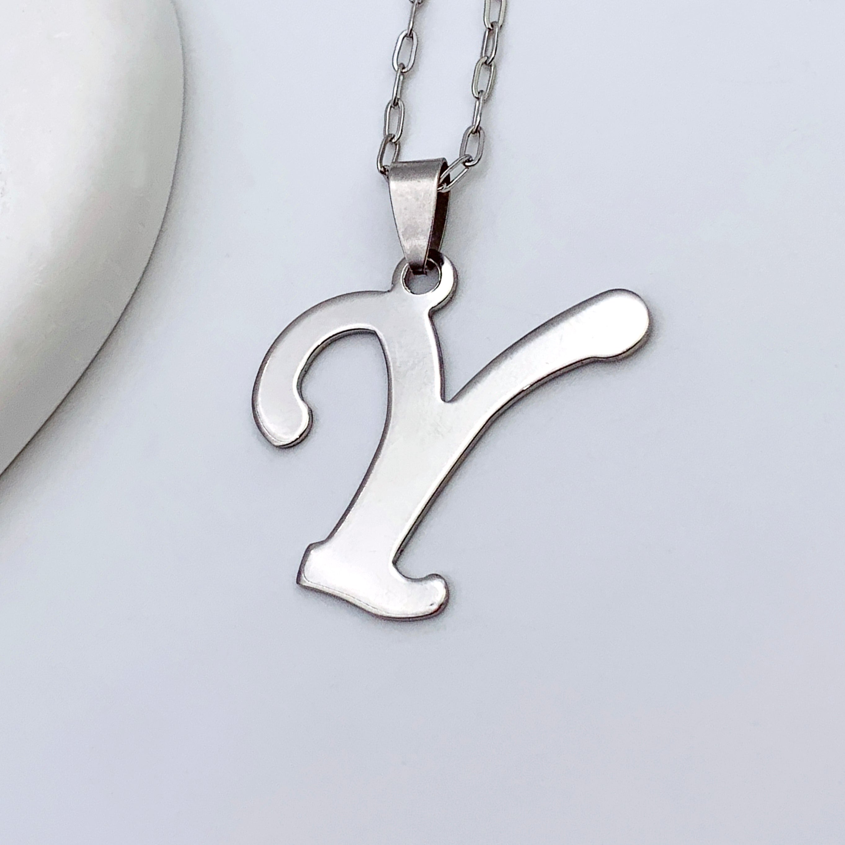Delicate Cursive Letter Charm Necklace