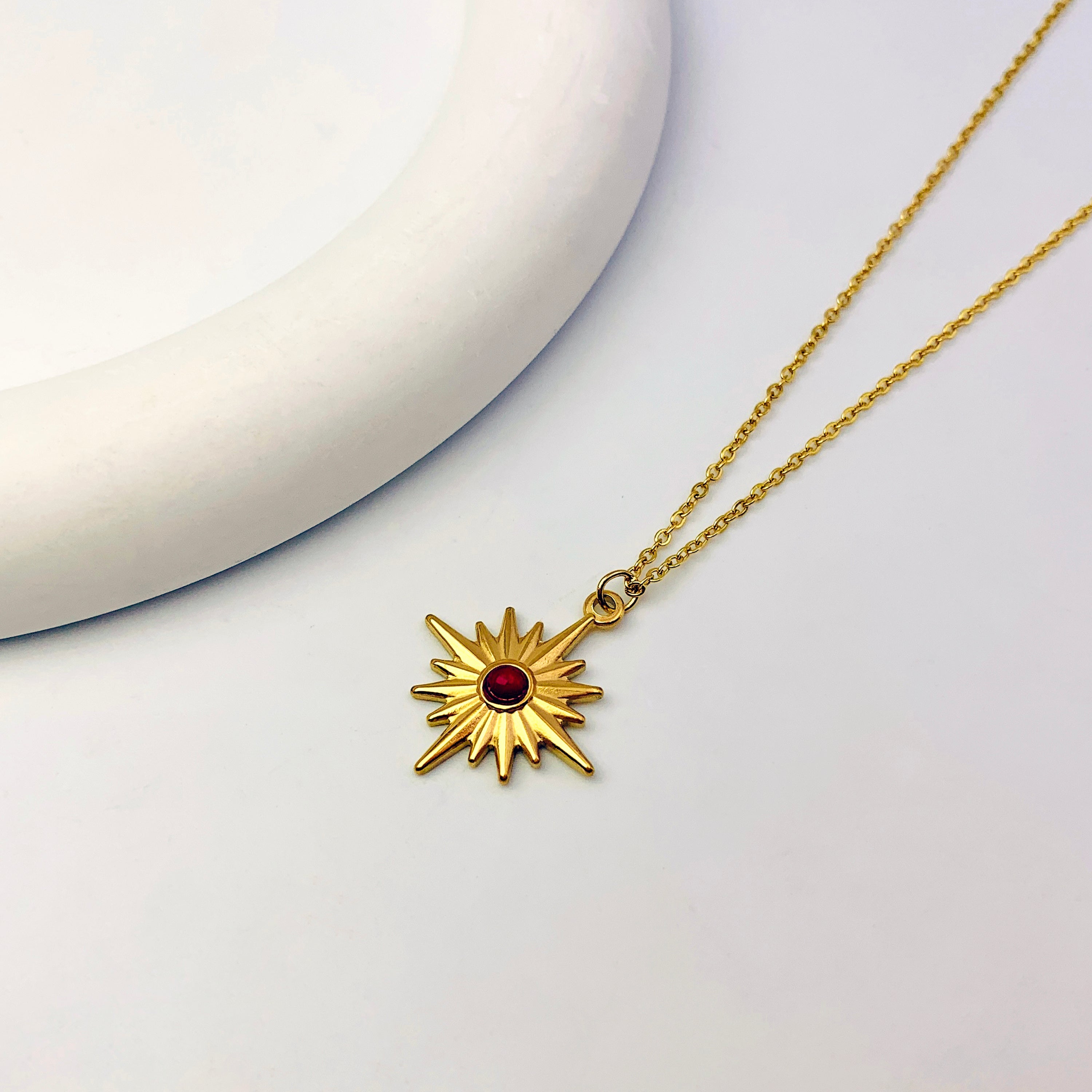 Sunburst Red Stone Necklace