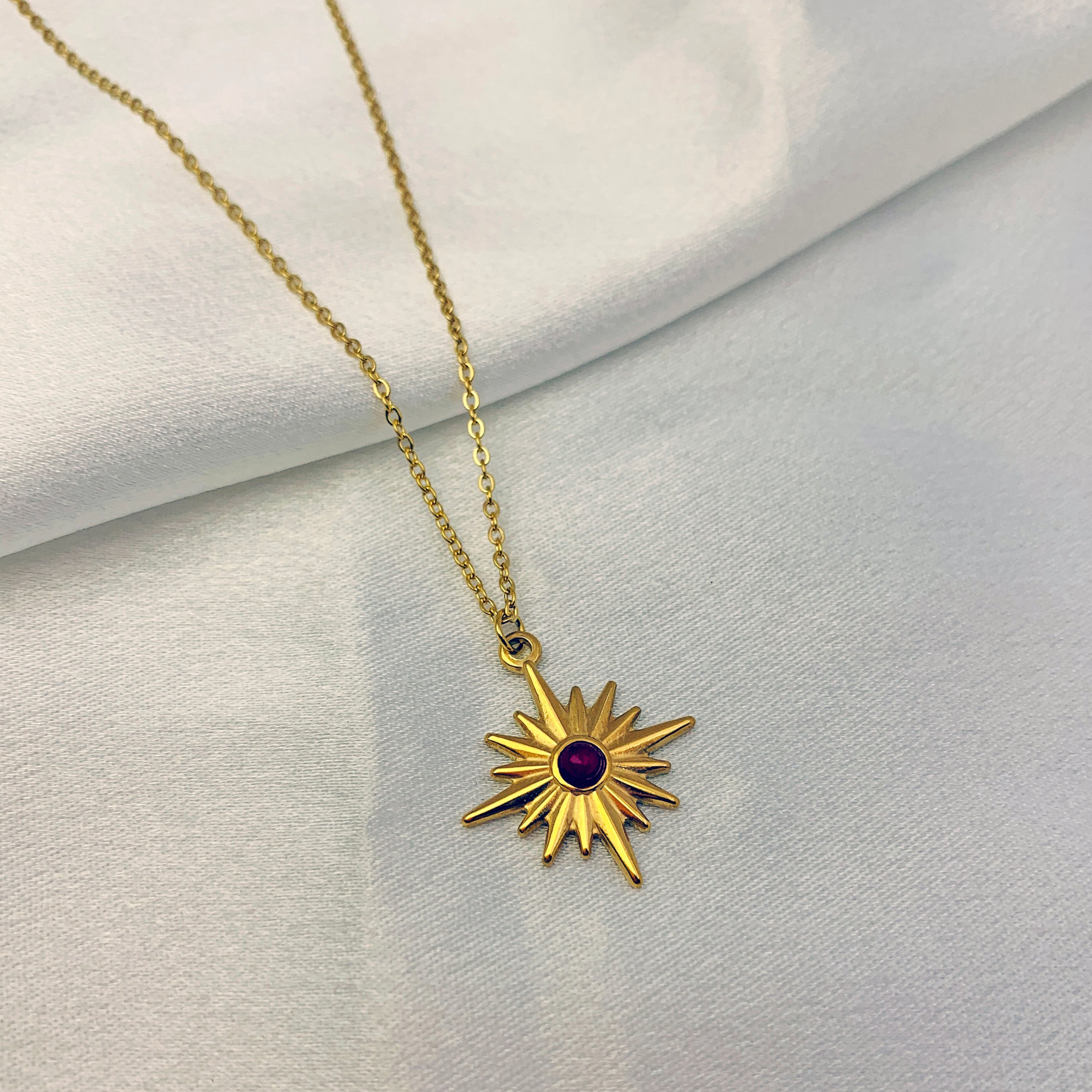 Sunburst Red Stone Necklace