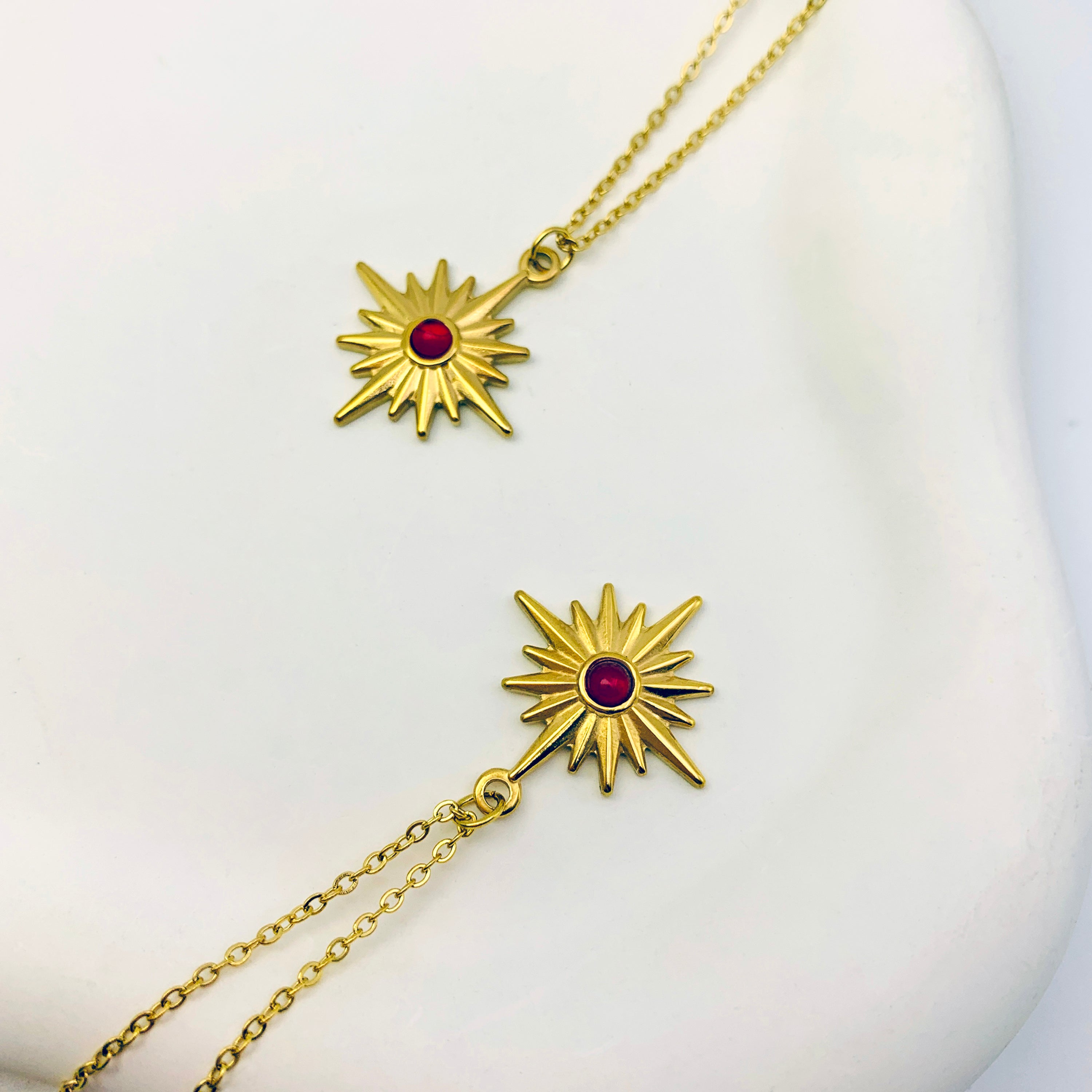Sunburst Red Stone Necklace