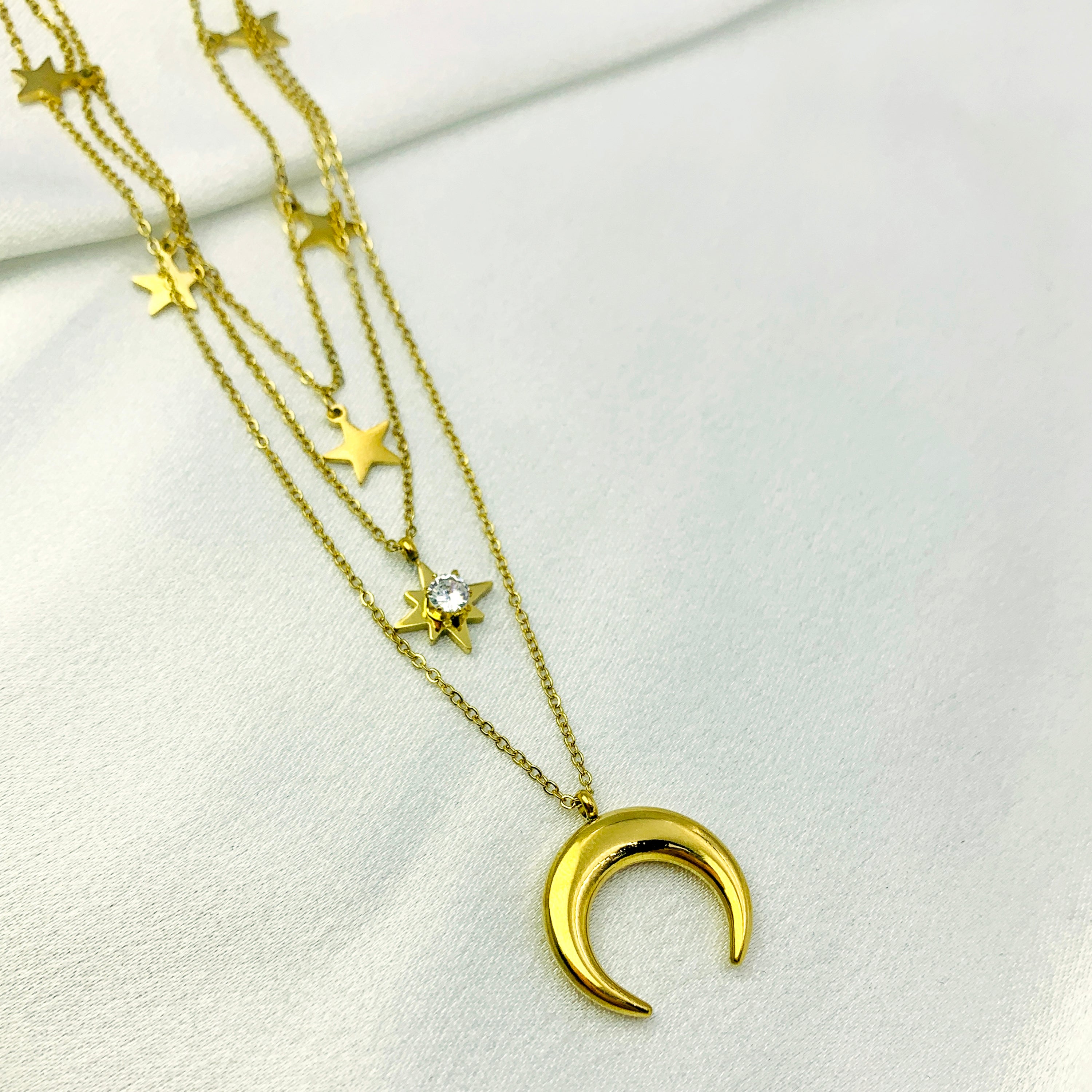 Celestial Layered Moon & Star Necklace