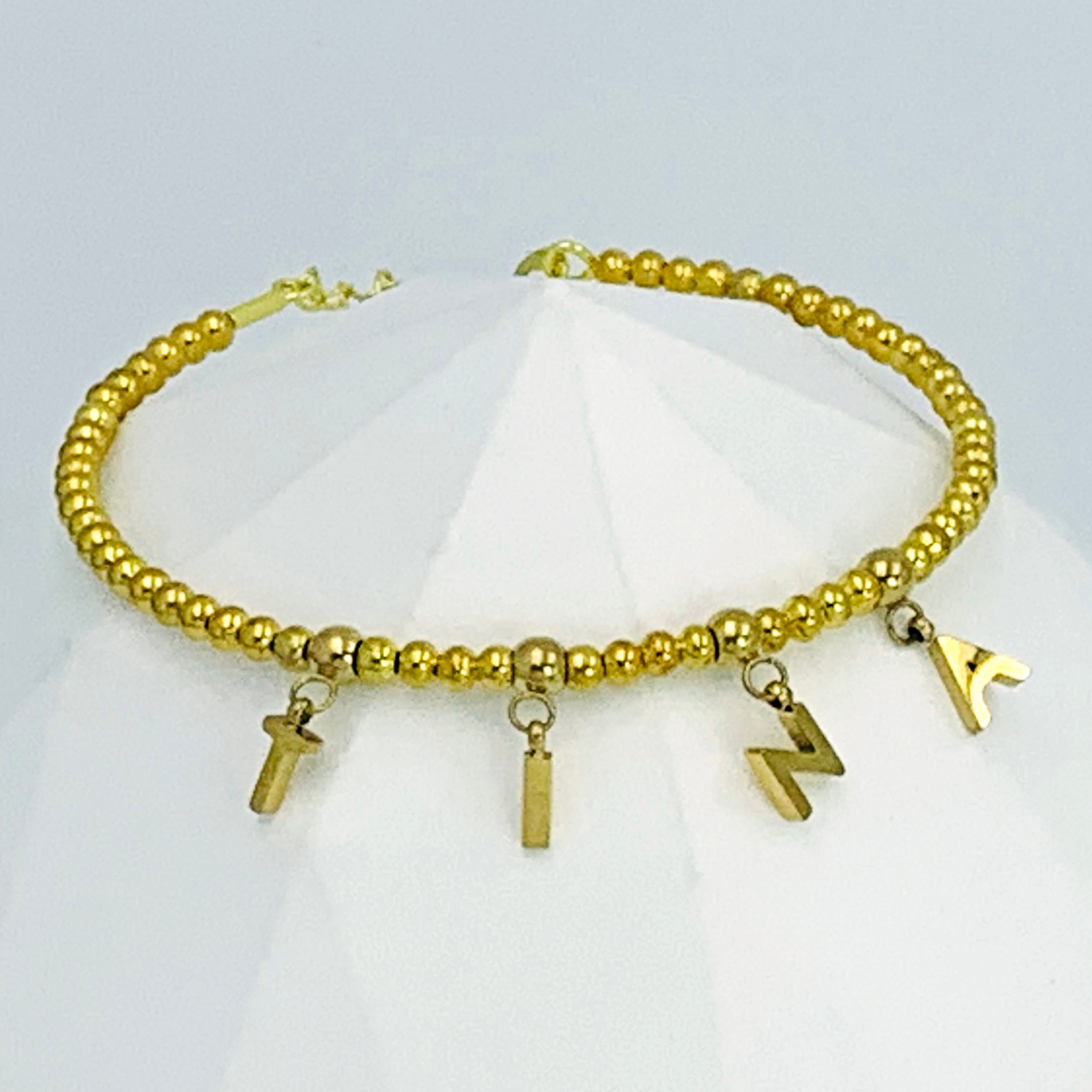 Personalized Gold Bead Bracelet