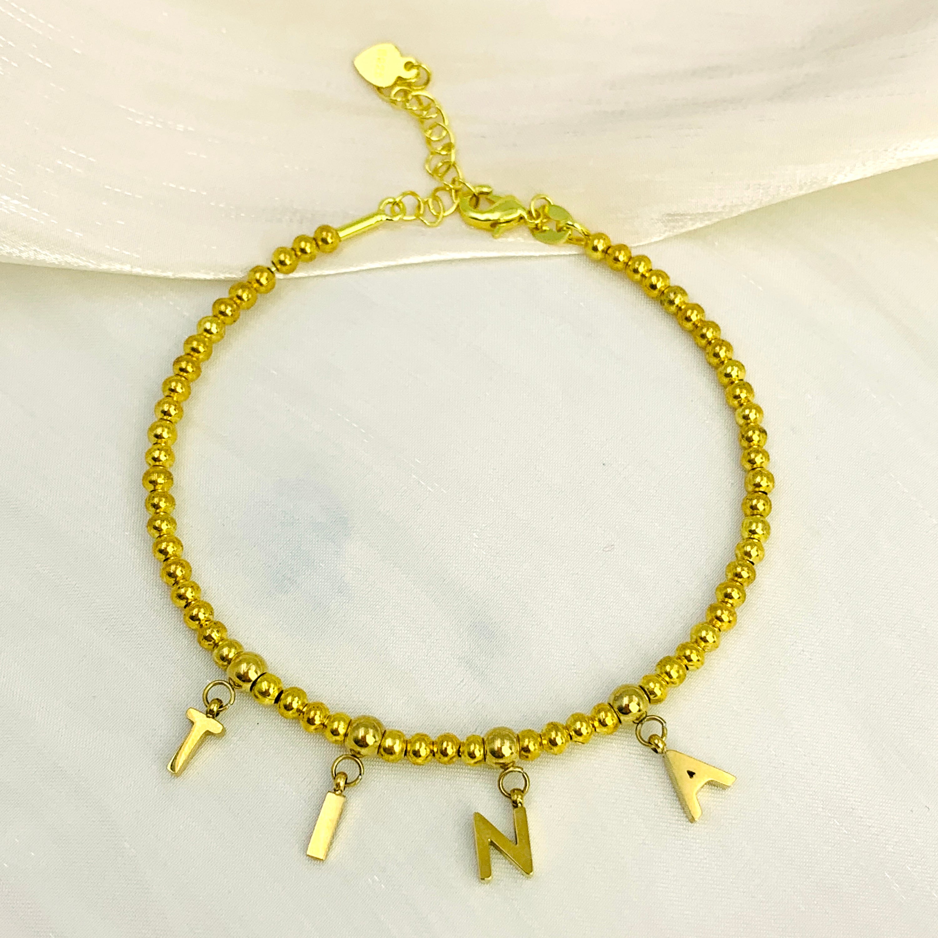 Personalized Gold Bead Bracelet