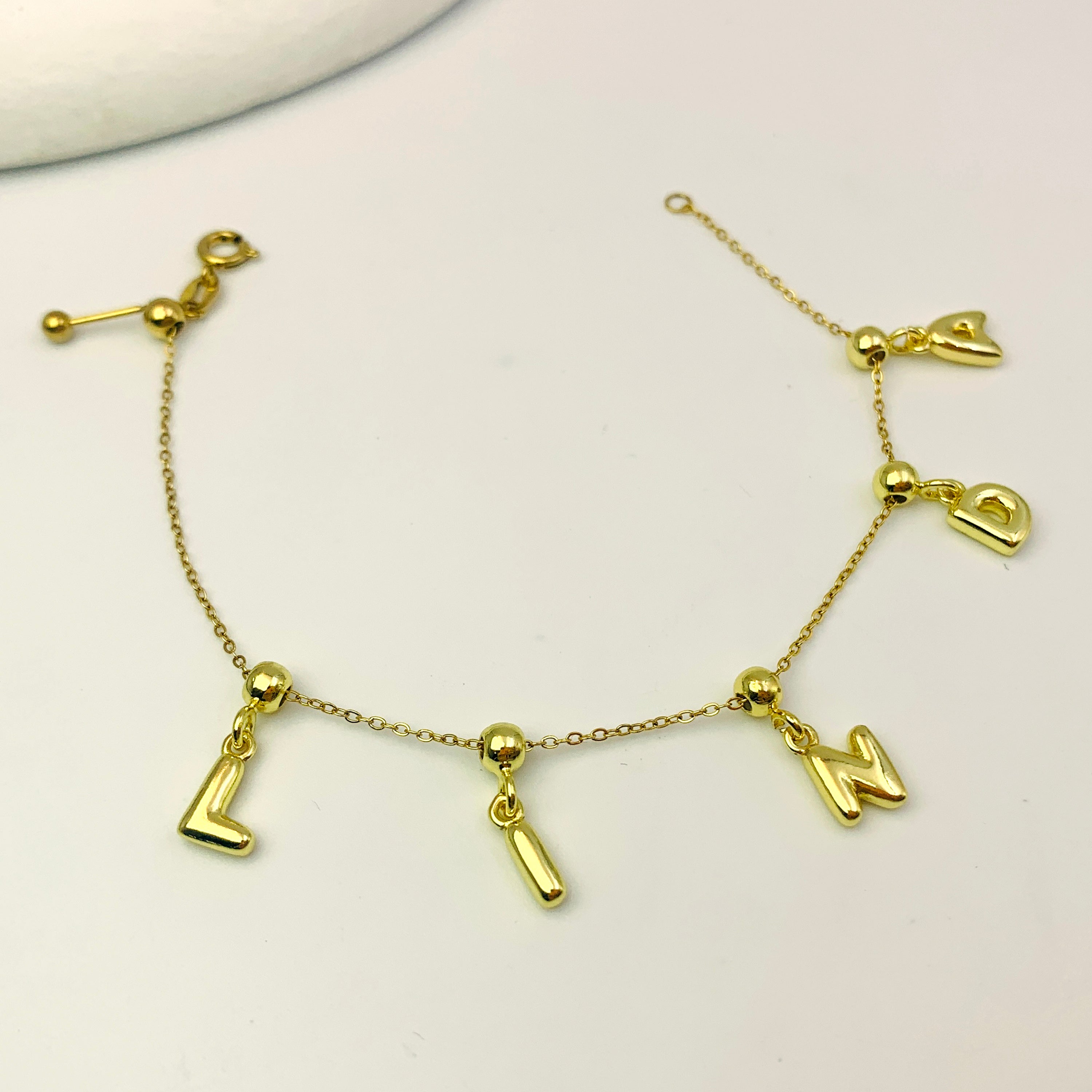 Minimalist Bubble Initial Bracelet