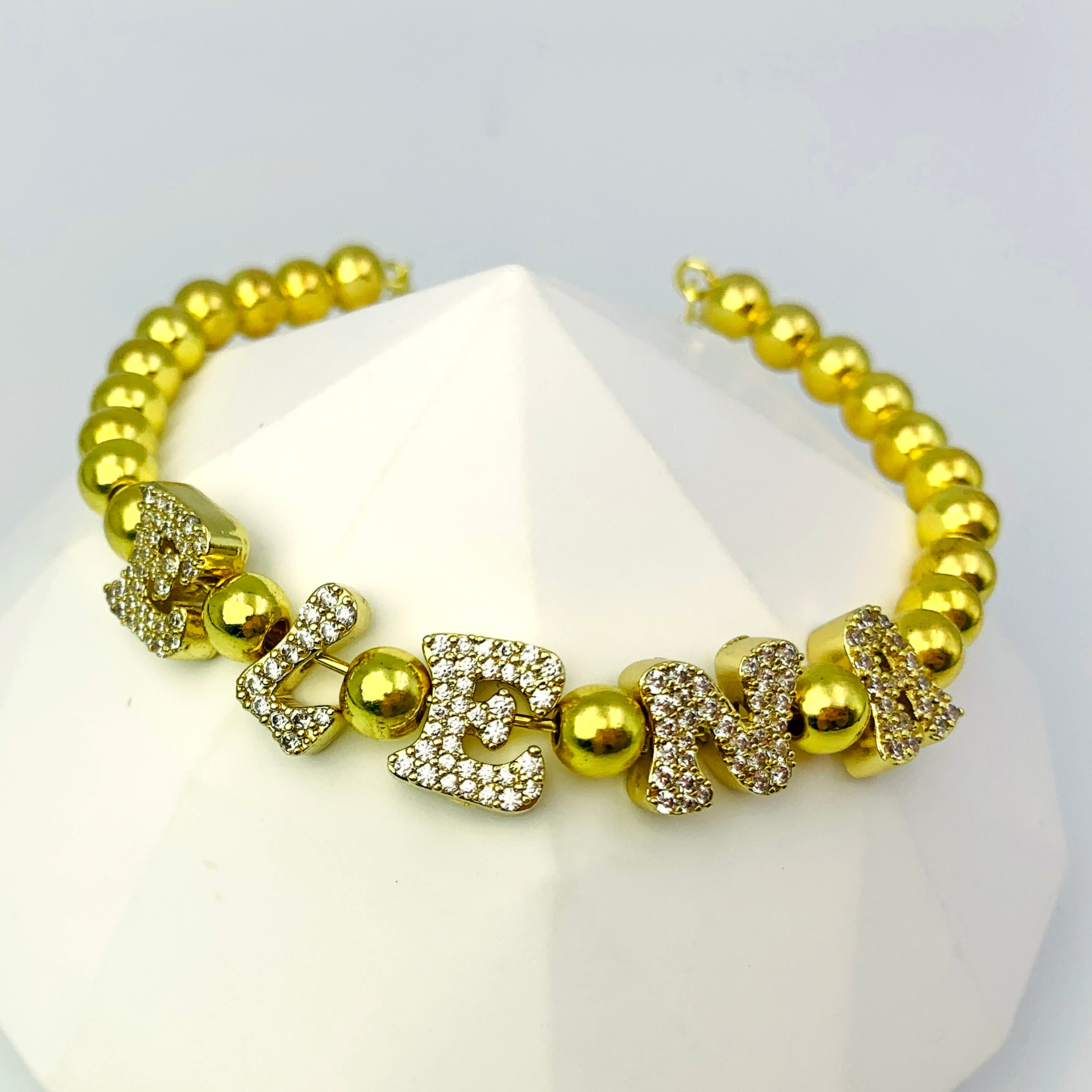 Gold and Rhinestone Custom Bracelet