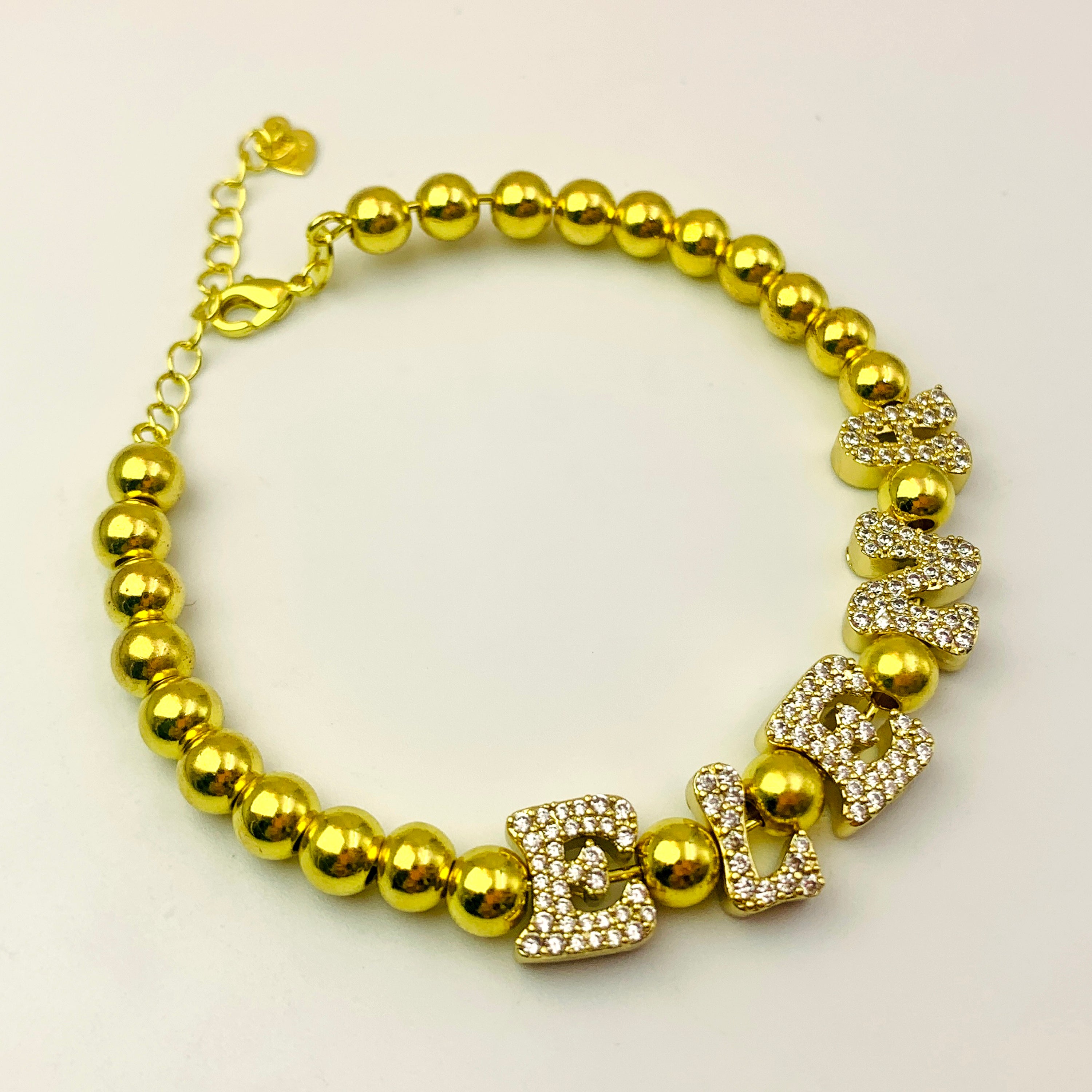 Gold and Rhinestone Custom Bracelet