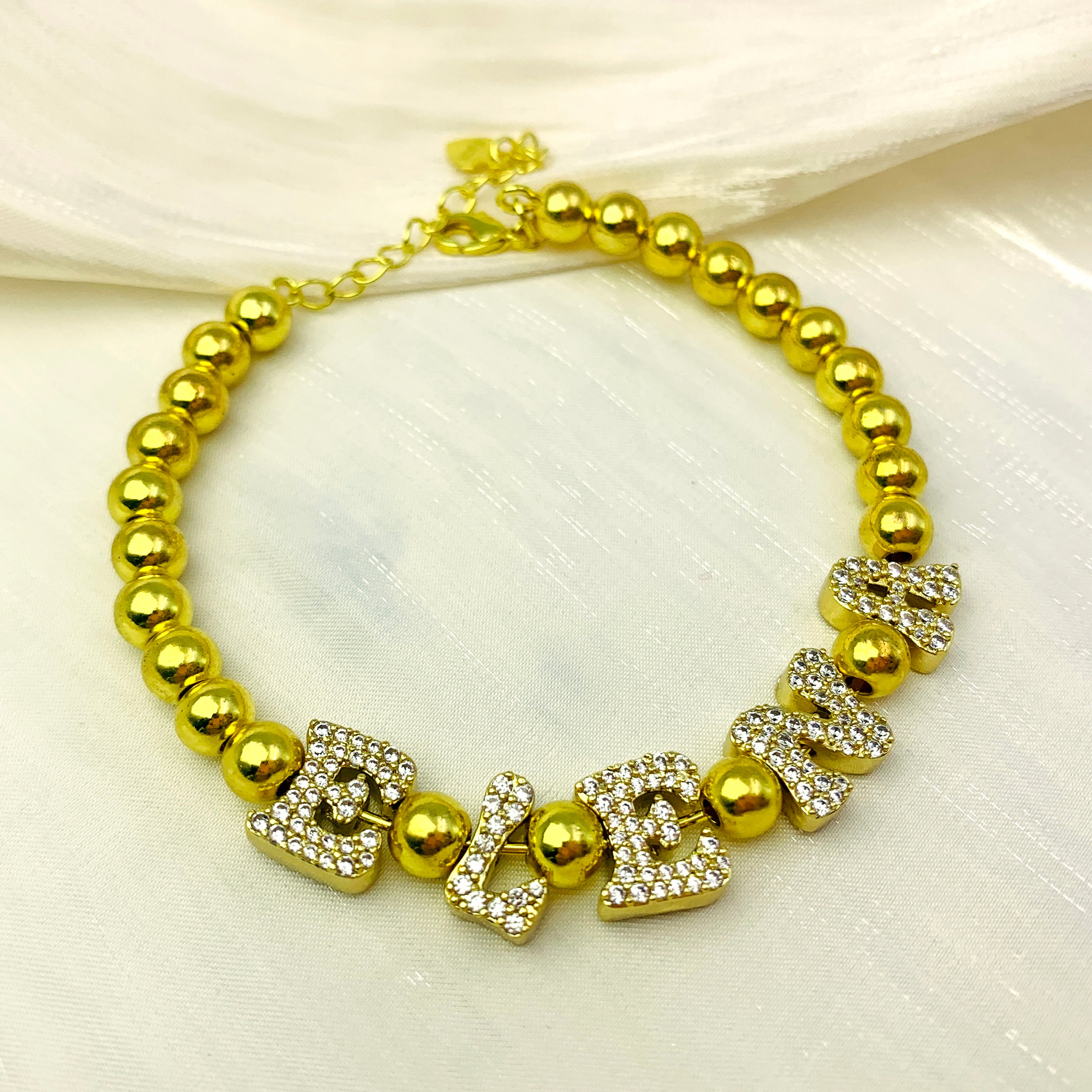 Gold and Rhinestone Custom Bracelet