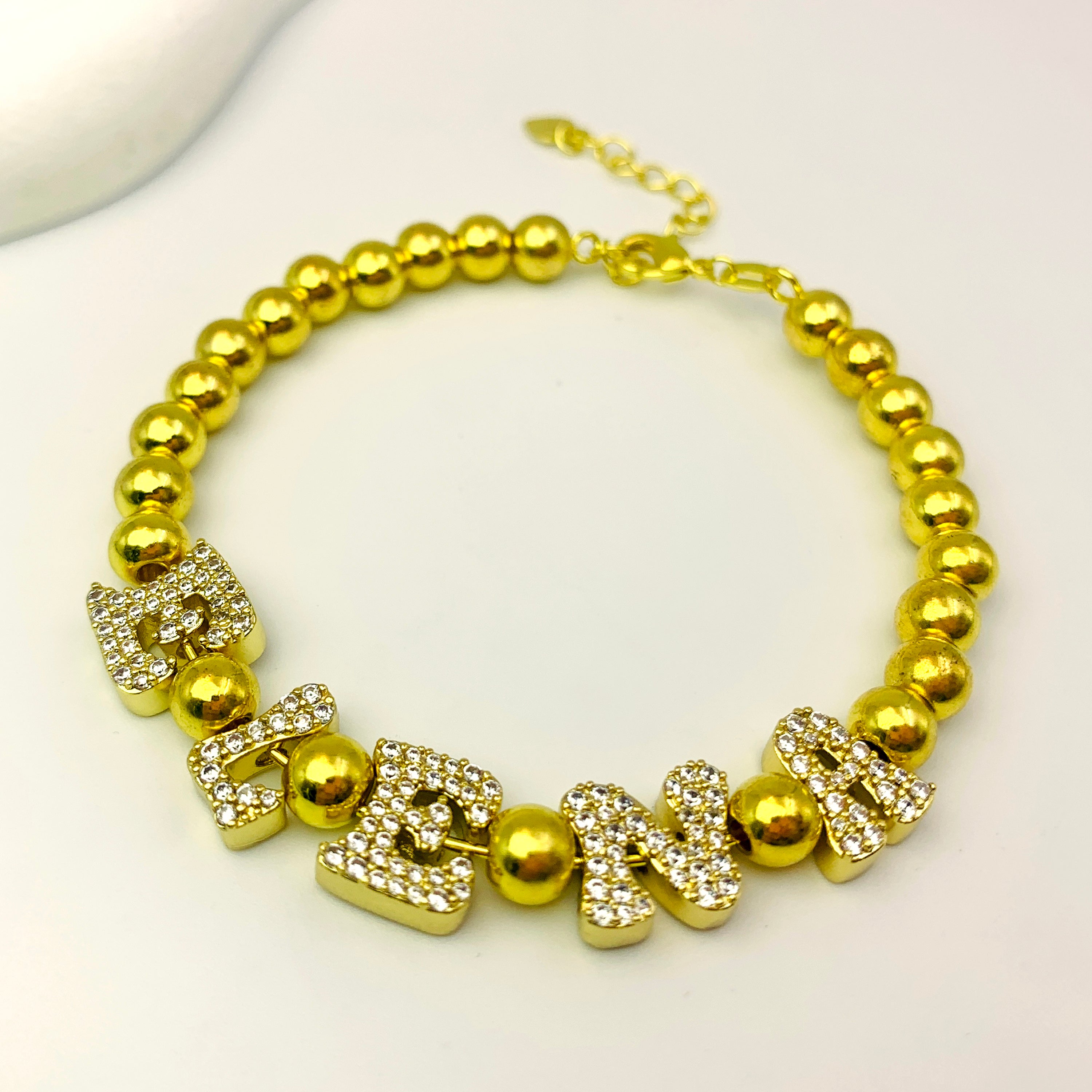 Gold and Rhinestone Custom Bracelet