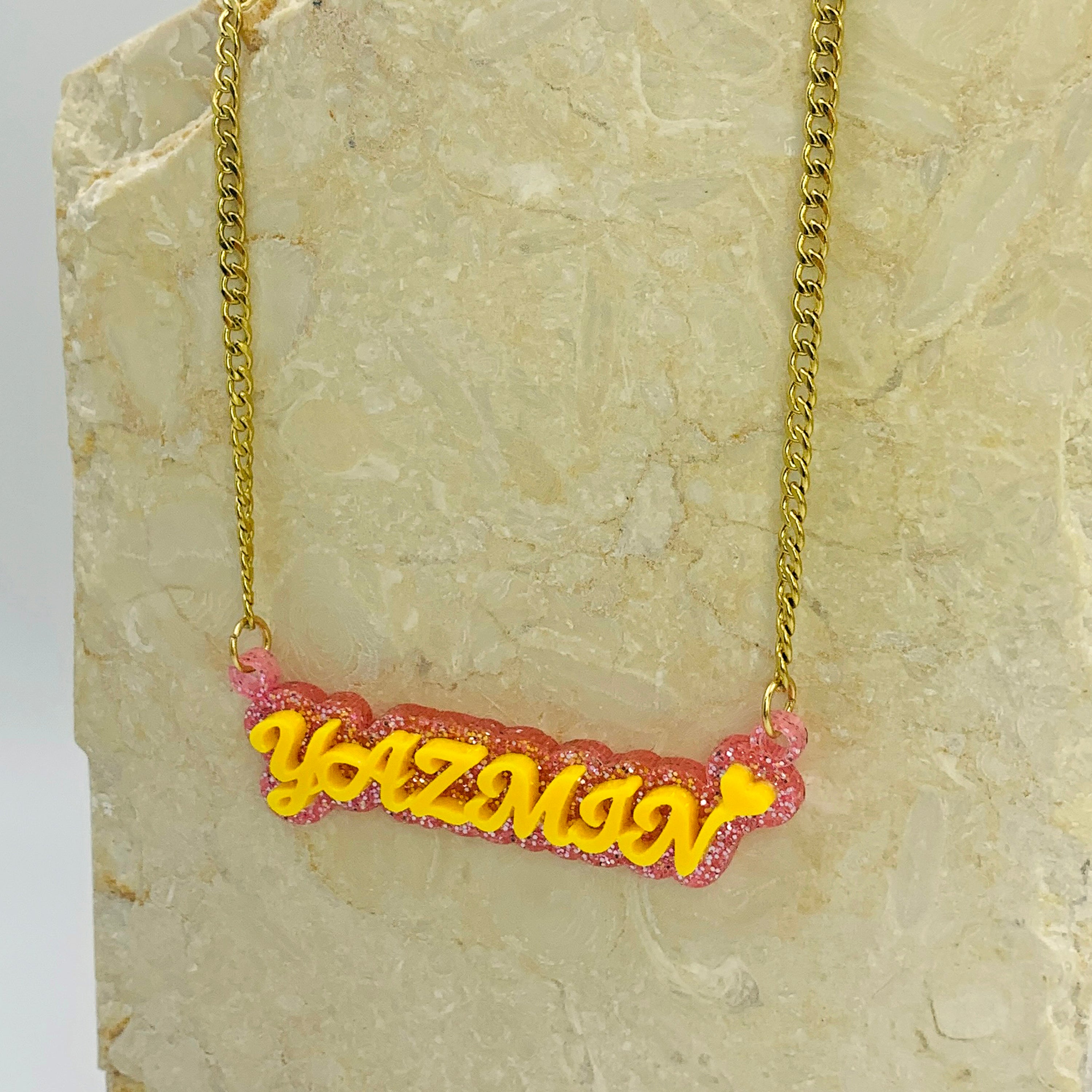 Custom Glitter Name Necklace