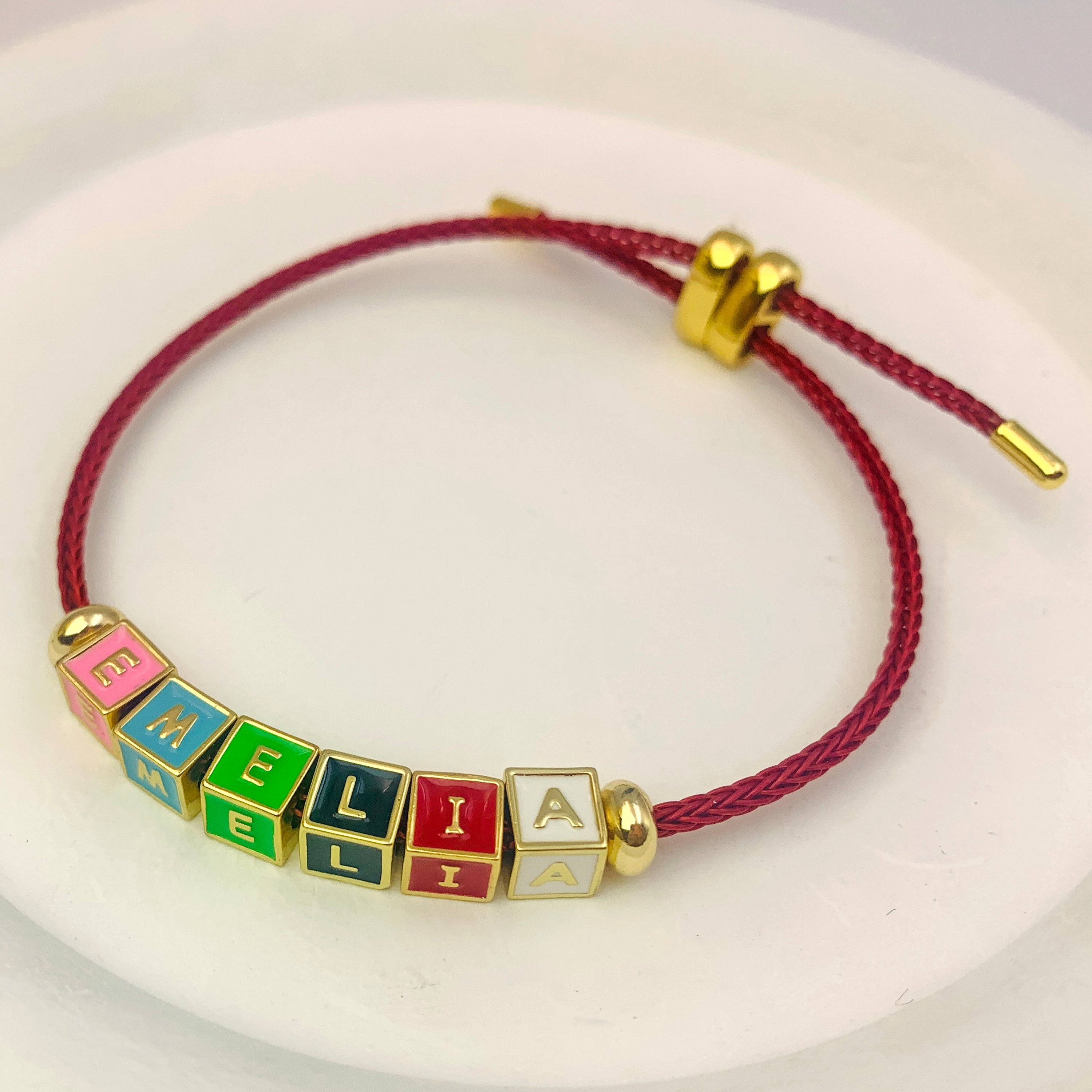 Colorful Cube Name Bracelet