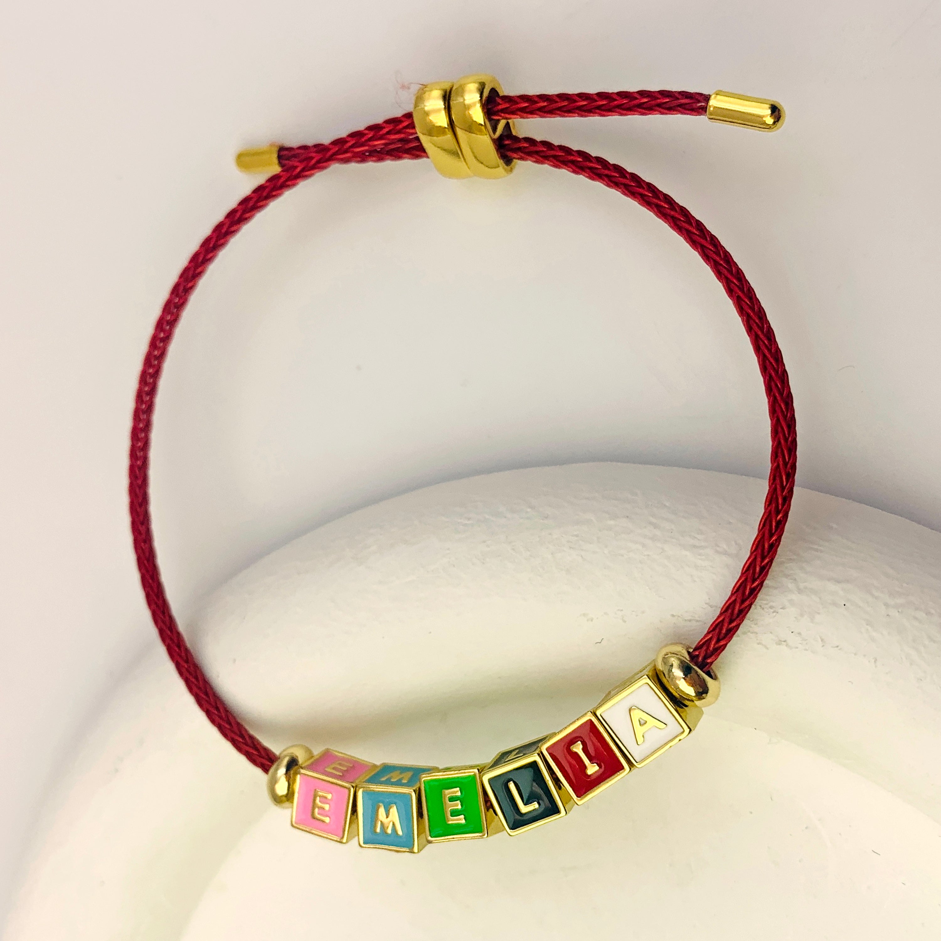 Colorful Cube Name Bracelet