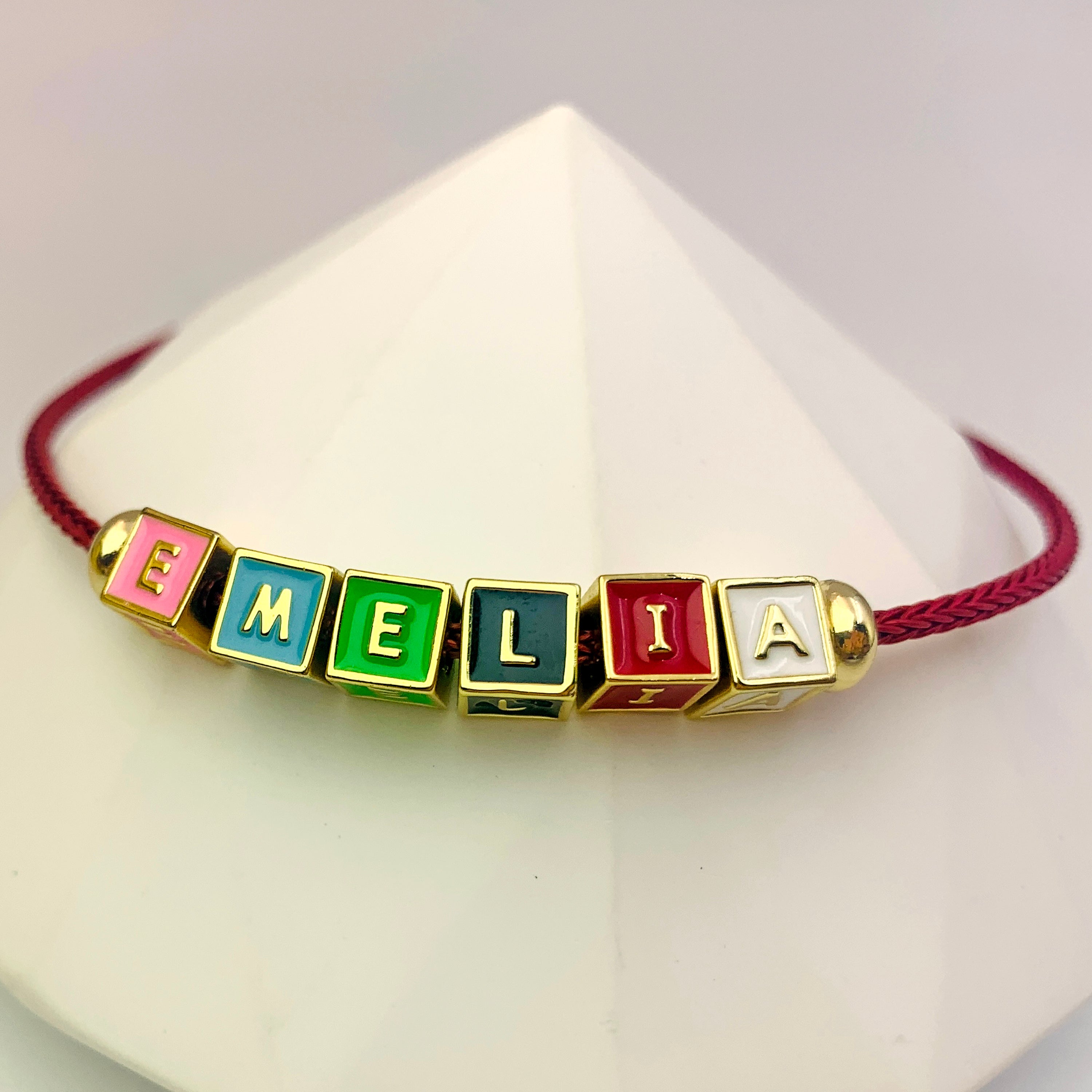 Colorful Cube Name Bracelet