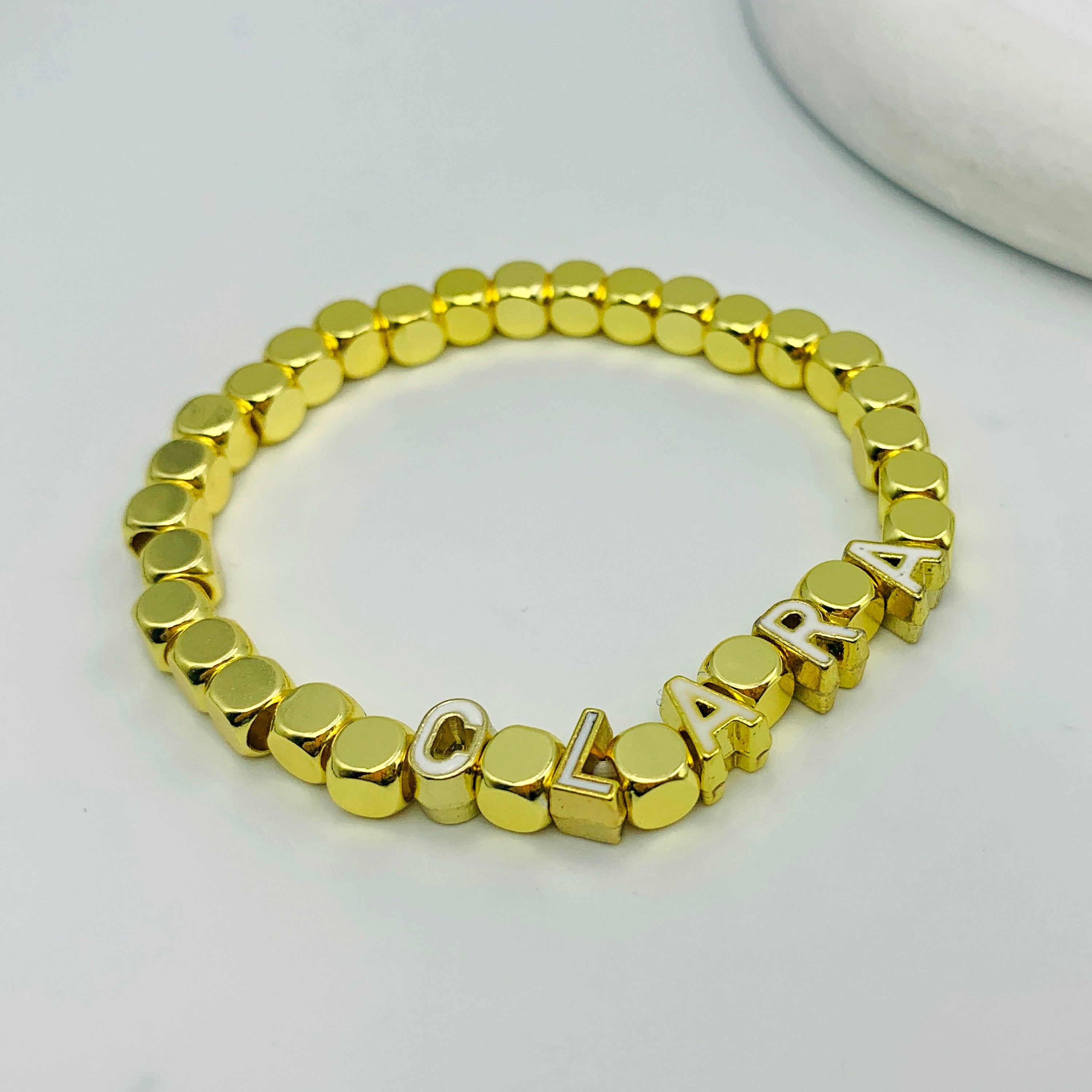 Gold Block Name Bracelet