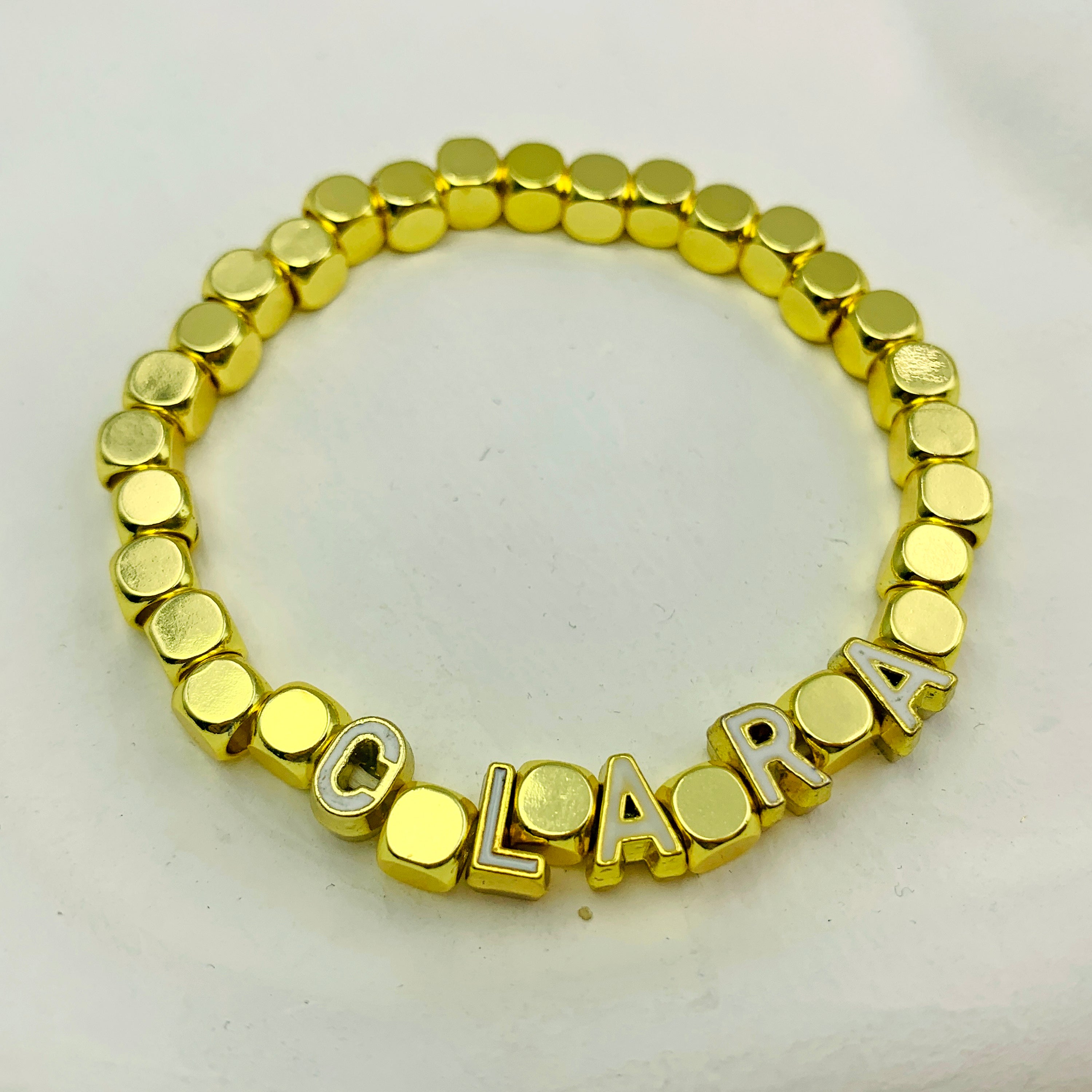 Gold Block Name Bracelet