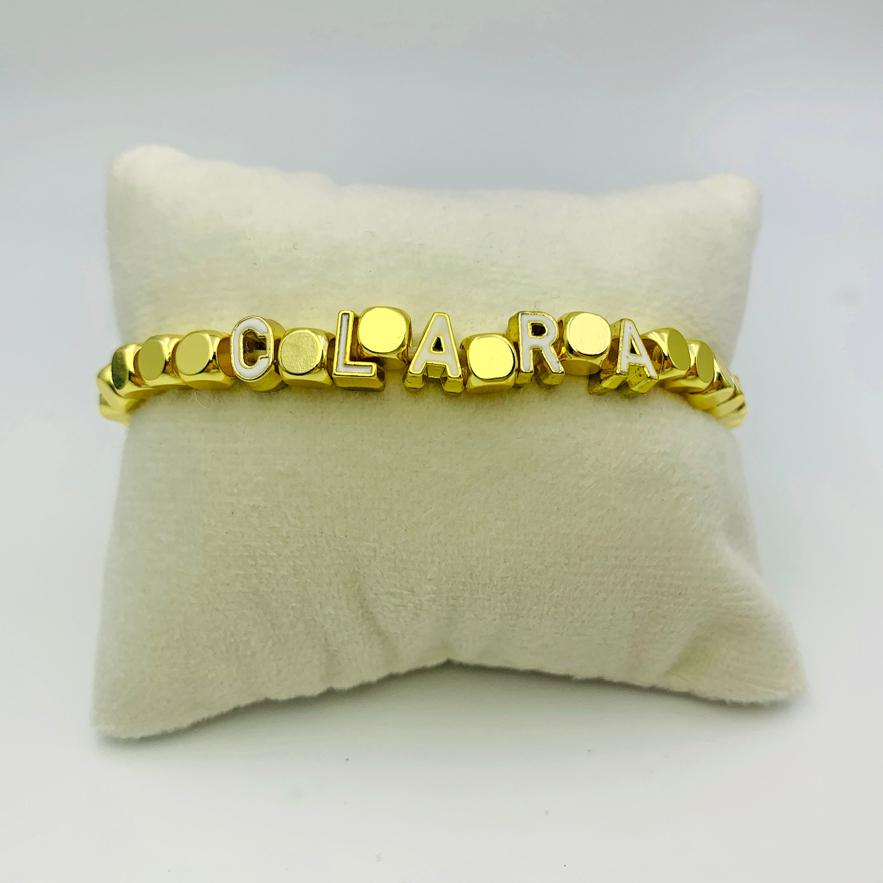 Gold Block Name Bracelet