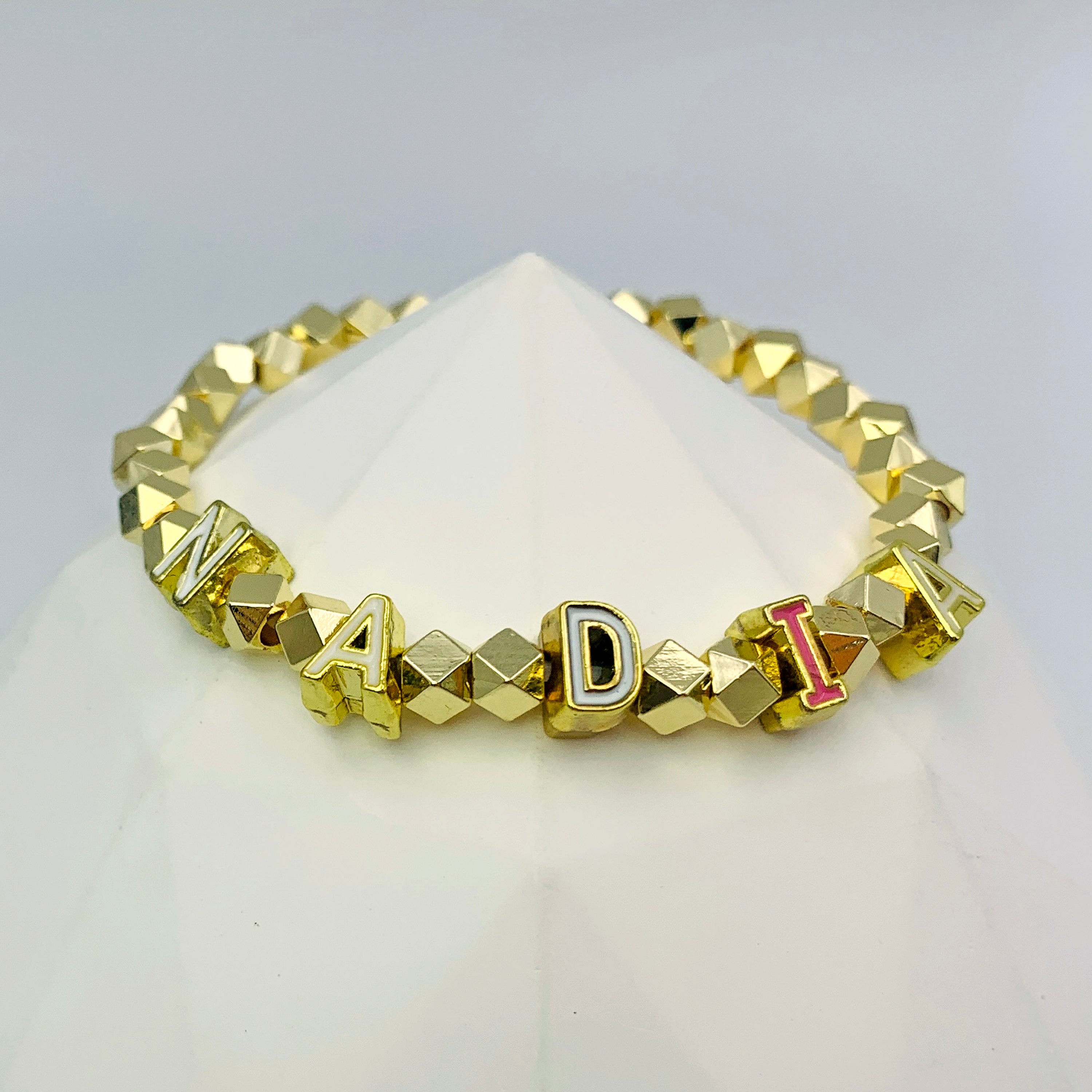 Geometric Gold Name Bracelet