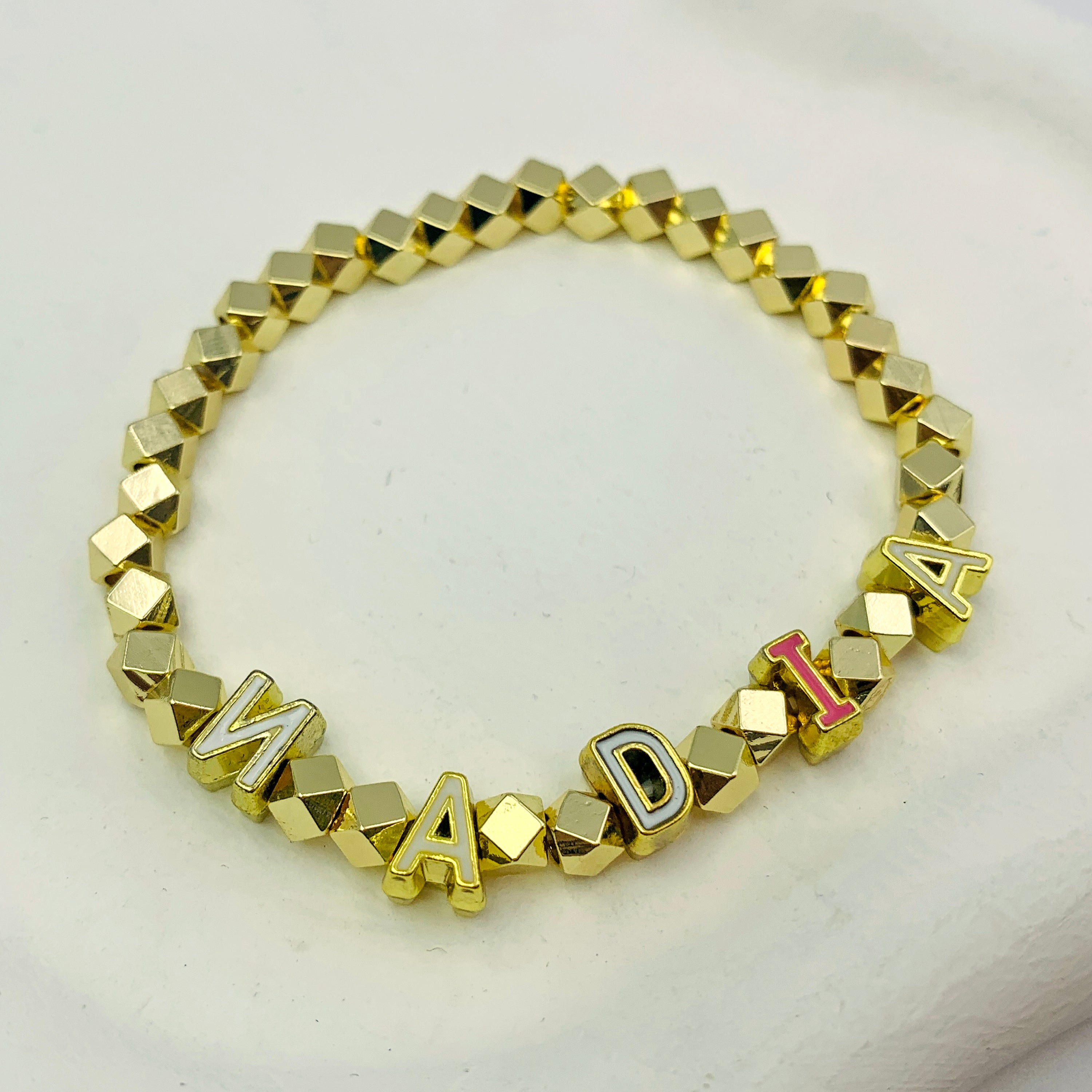 Geometric Gold Name Bracelet