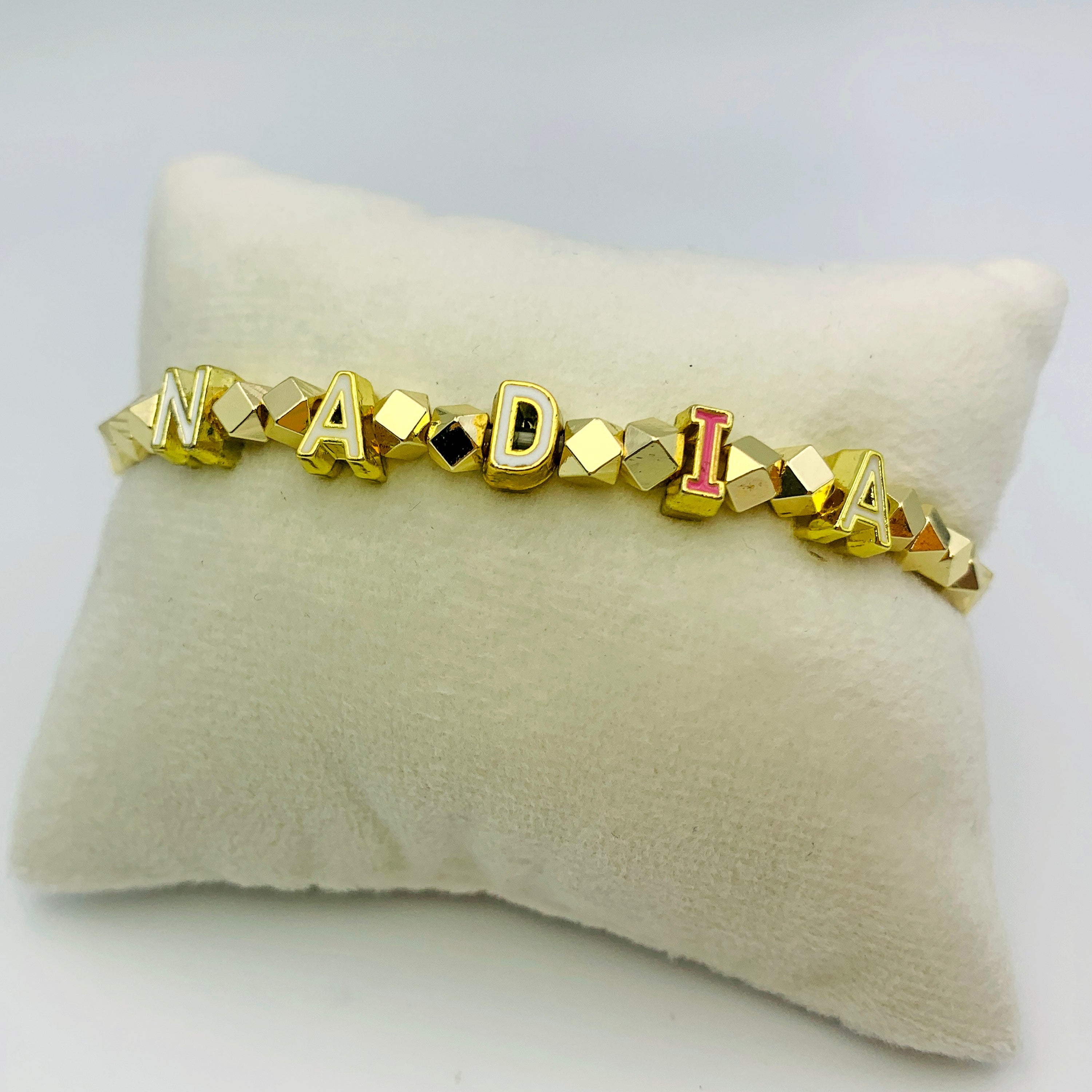 Geometric Gold Name Bracelet