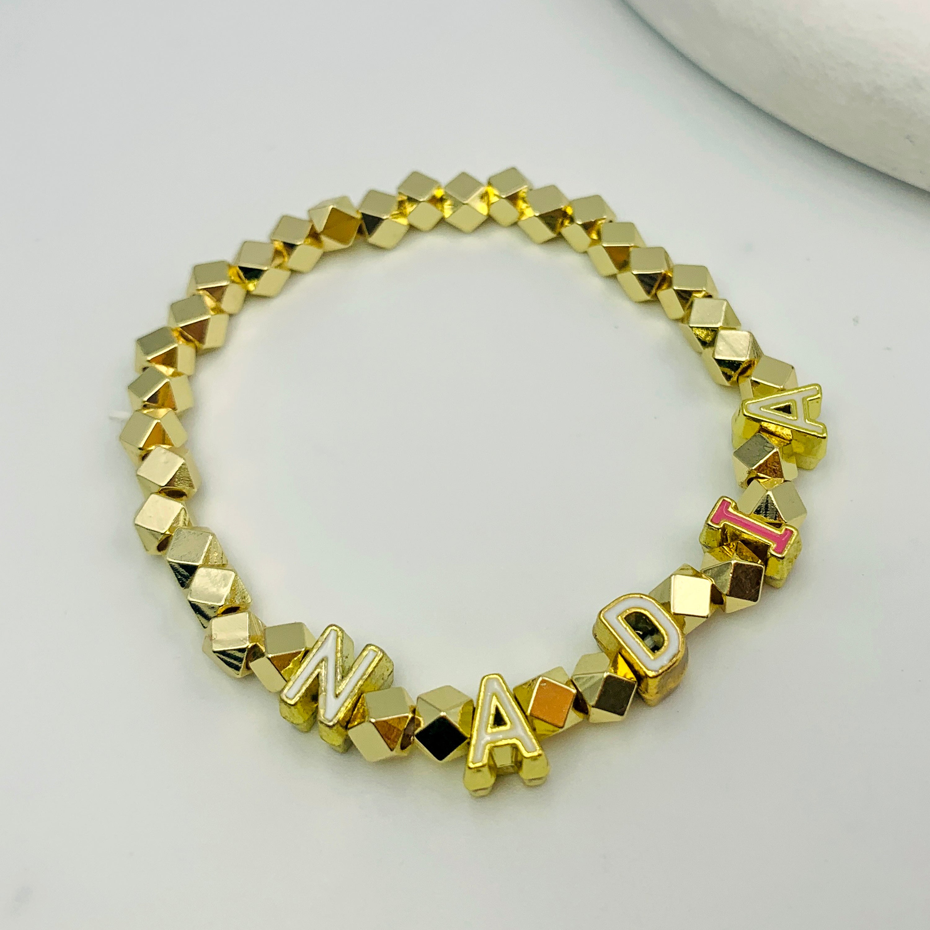 Geometric Gold Name Bracelet