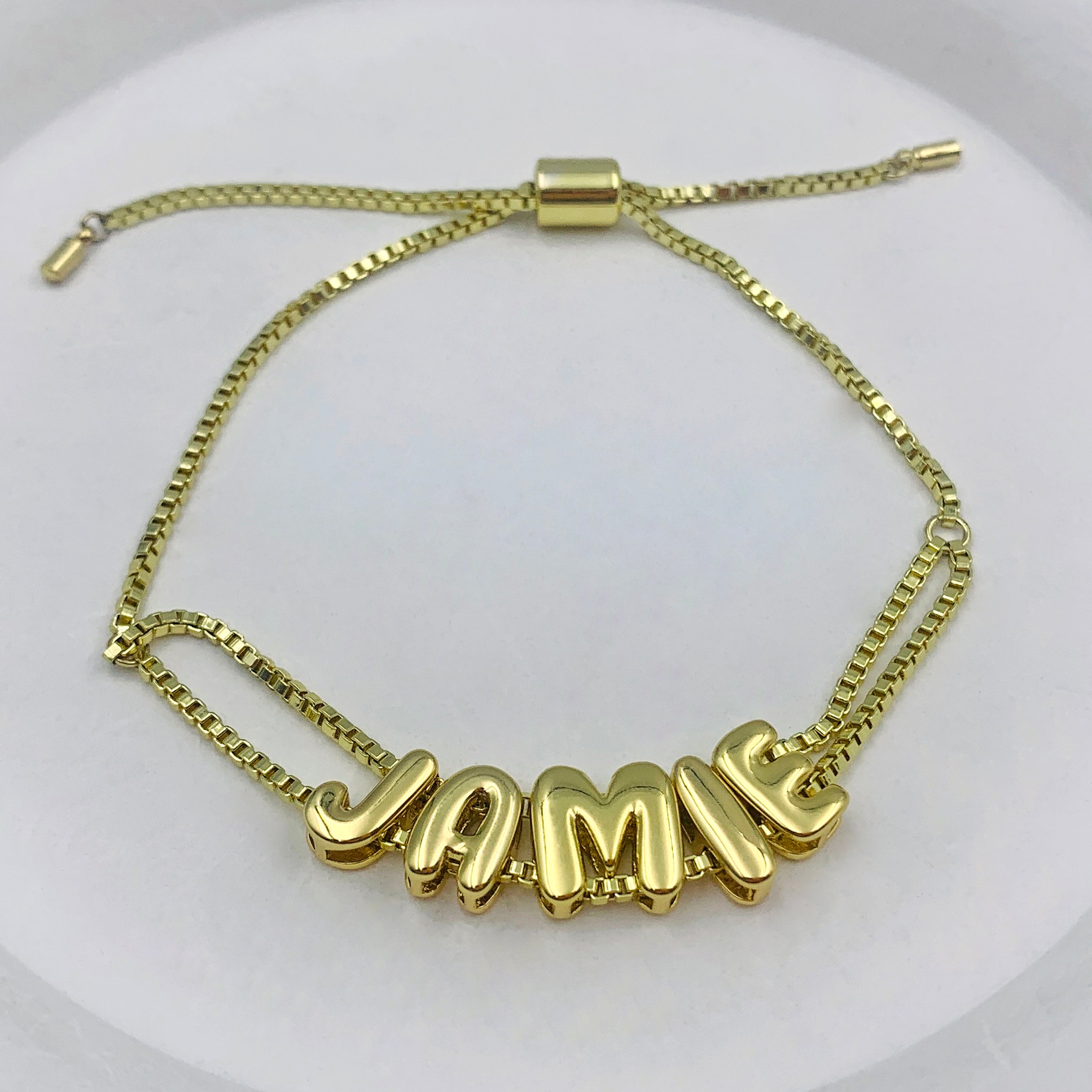 Puffy Gold Name Bracelet