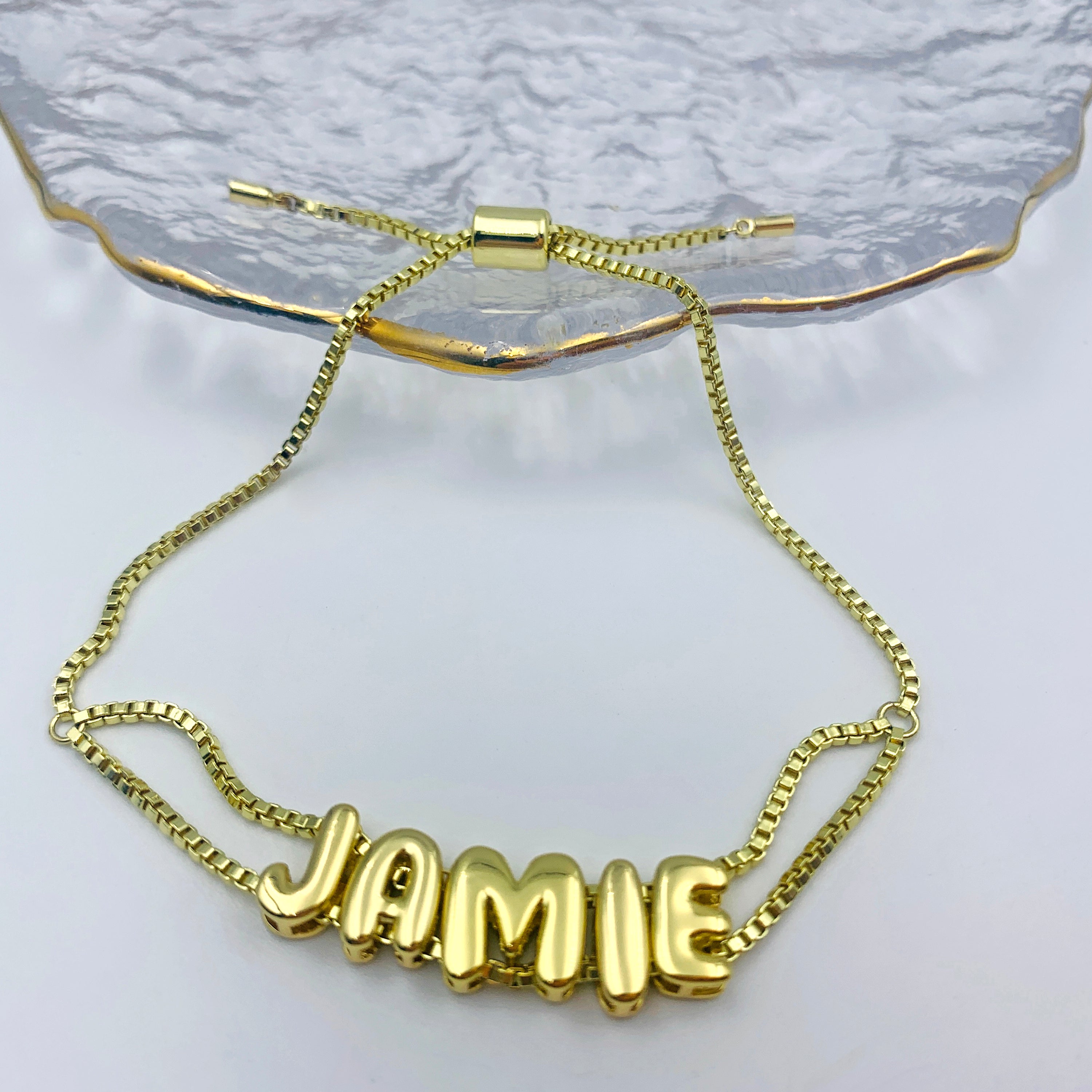 Puffy Gold Name Bracelet