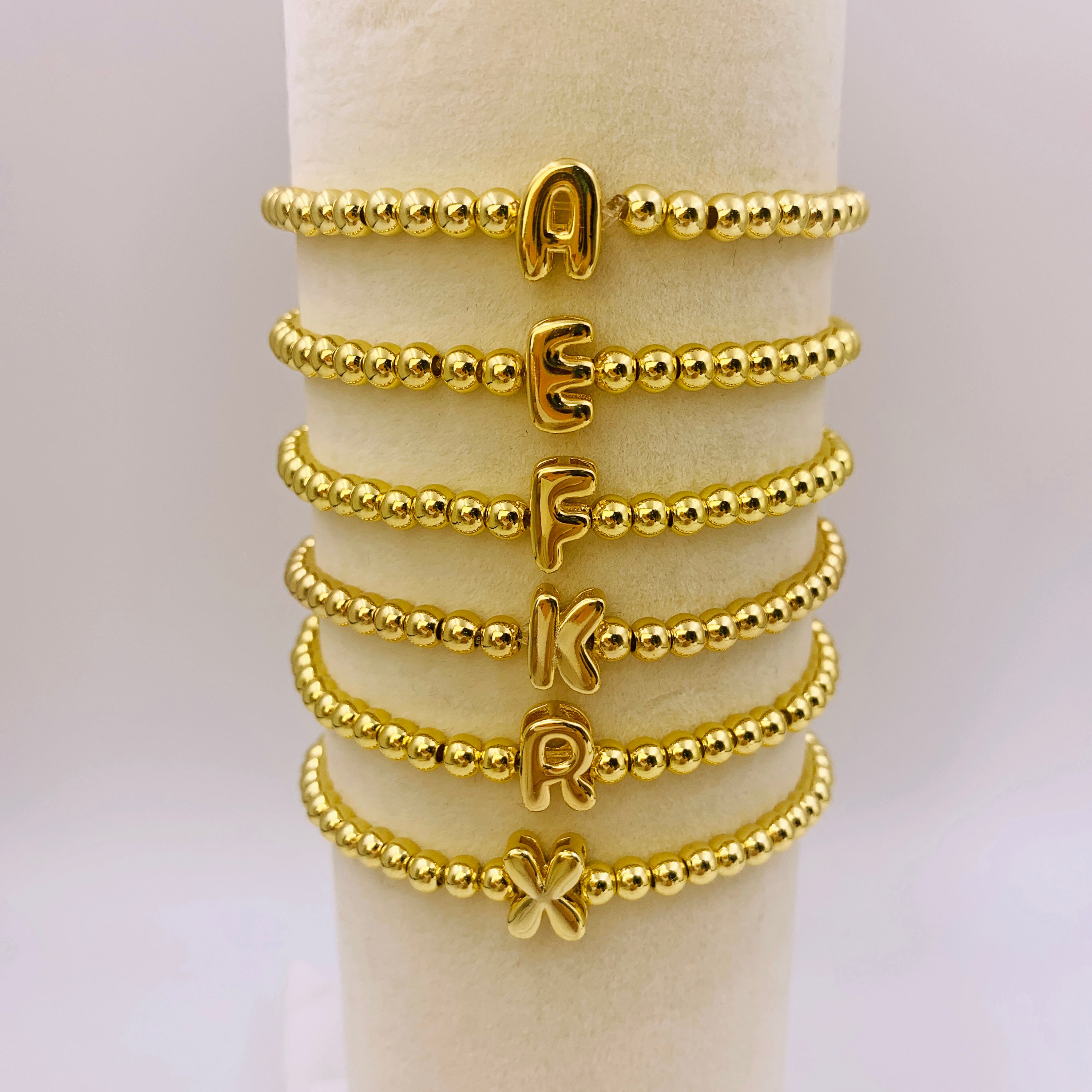 Golden Bead Custom Initial Bracelet