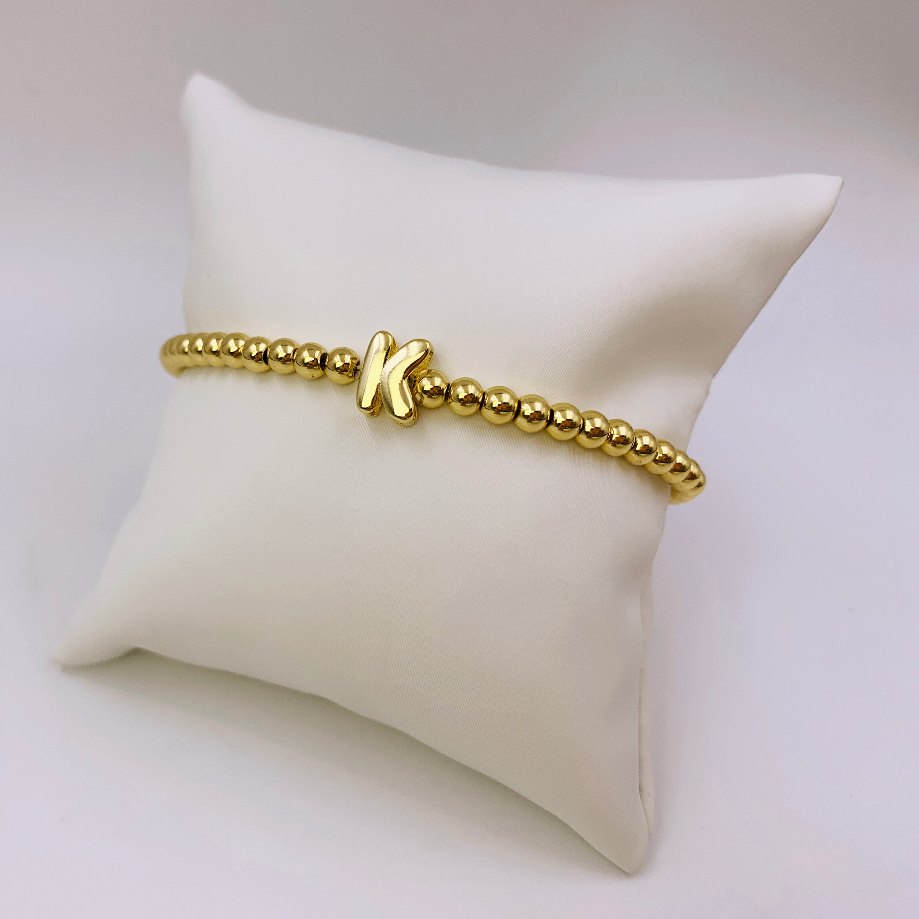 Golden Bead Custom Initial Bracelet