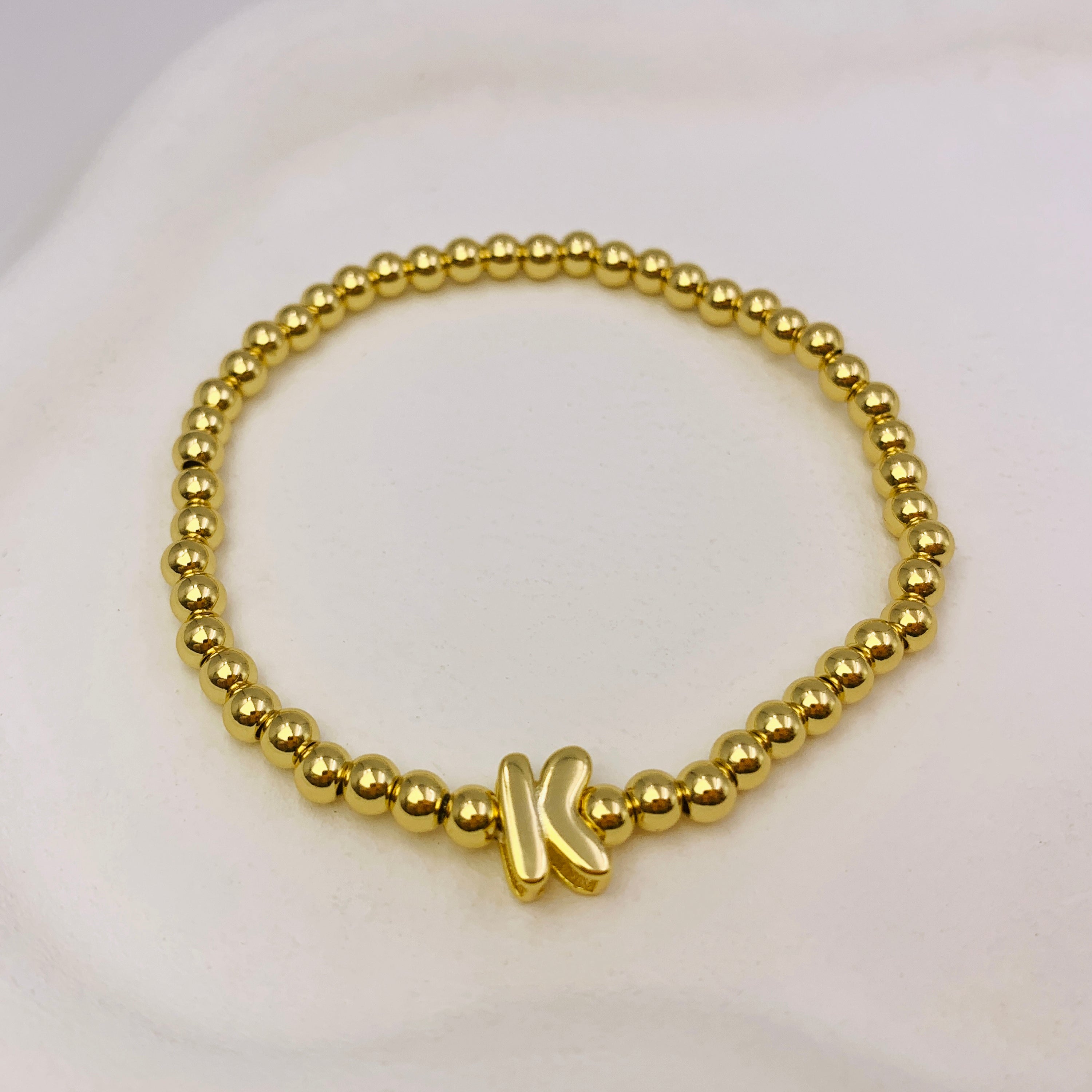 Golden Bead Custom Initial Bracelet