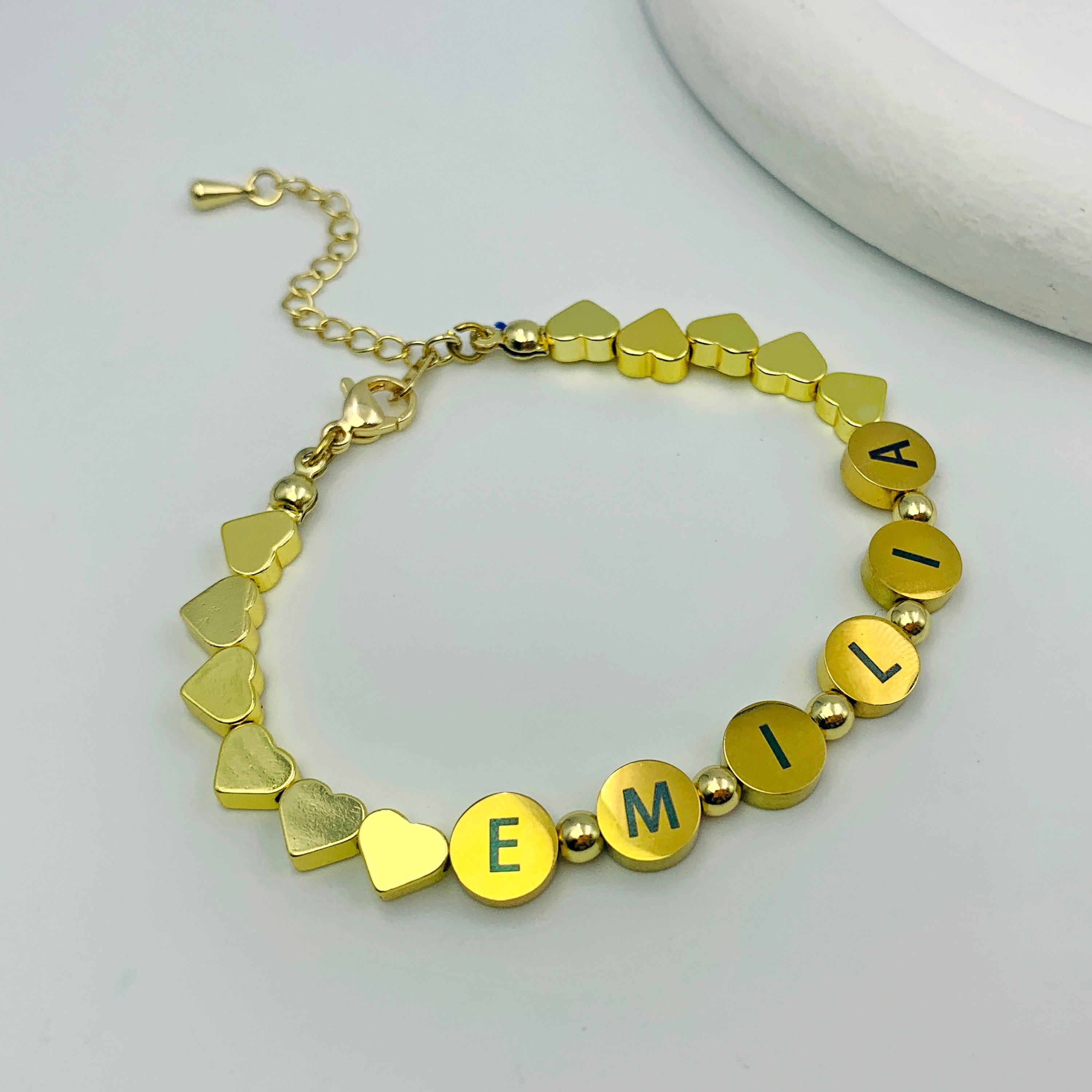 Bright Disc Heart Custom Bracelet